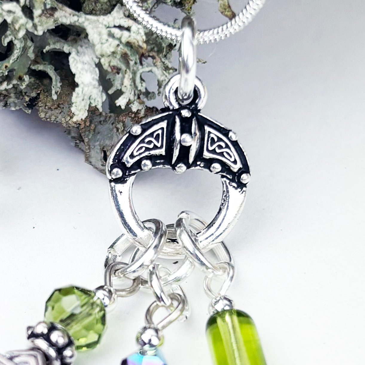 Connemara Marble and Amethyst 3-Drop Celtic Toggle Pendant