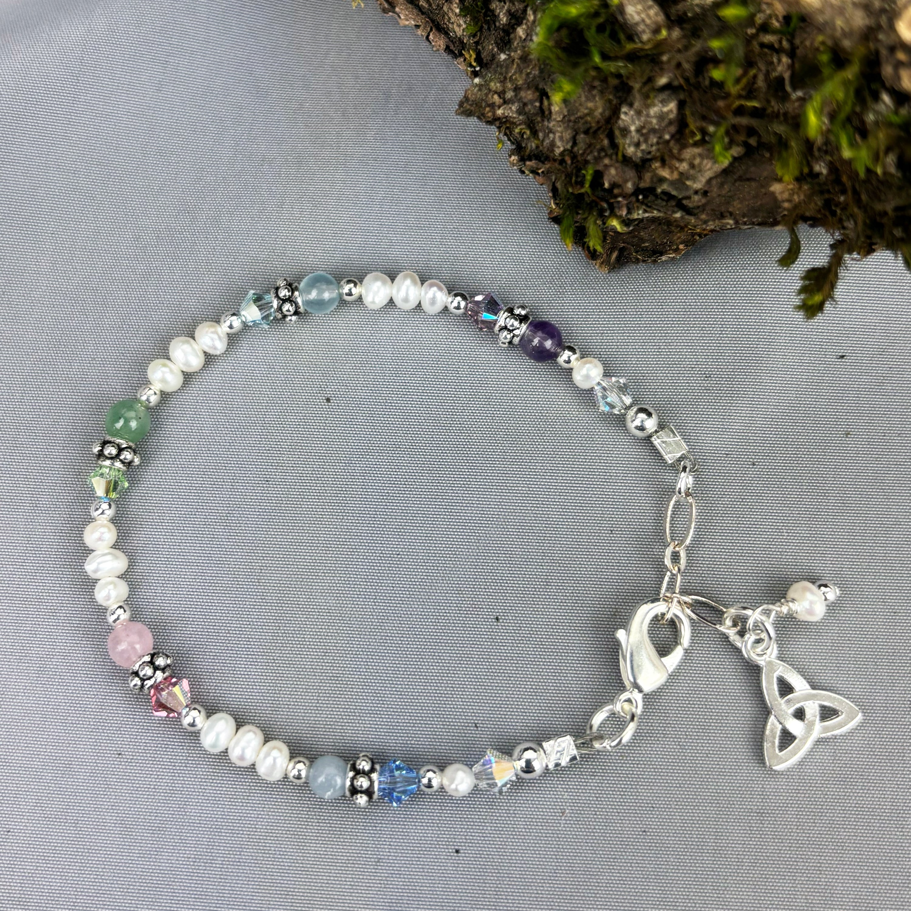 Girl's 1st Holy Communion Pearls and Gemstones Blessings Bracelet