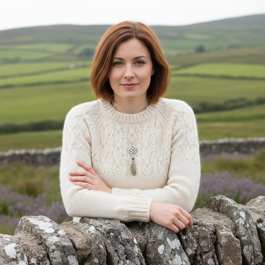 Connemara Marble Teardrop with Amethyst Pendant