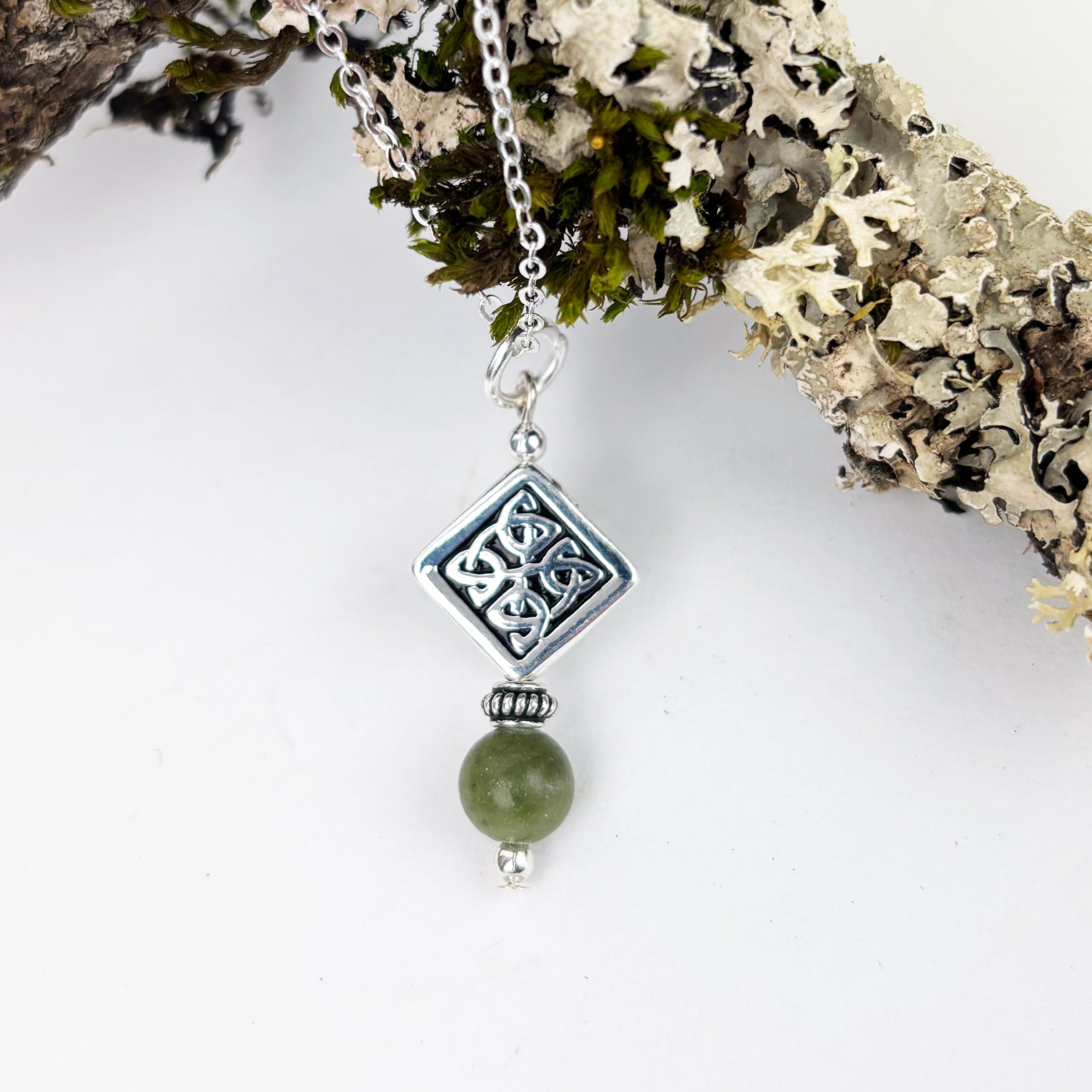 Diamond Quad Celtic Knot with Connemara Marble