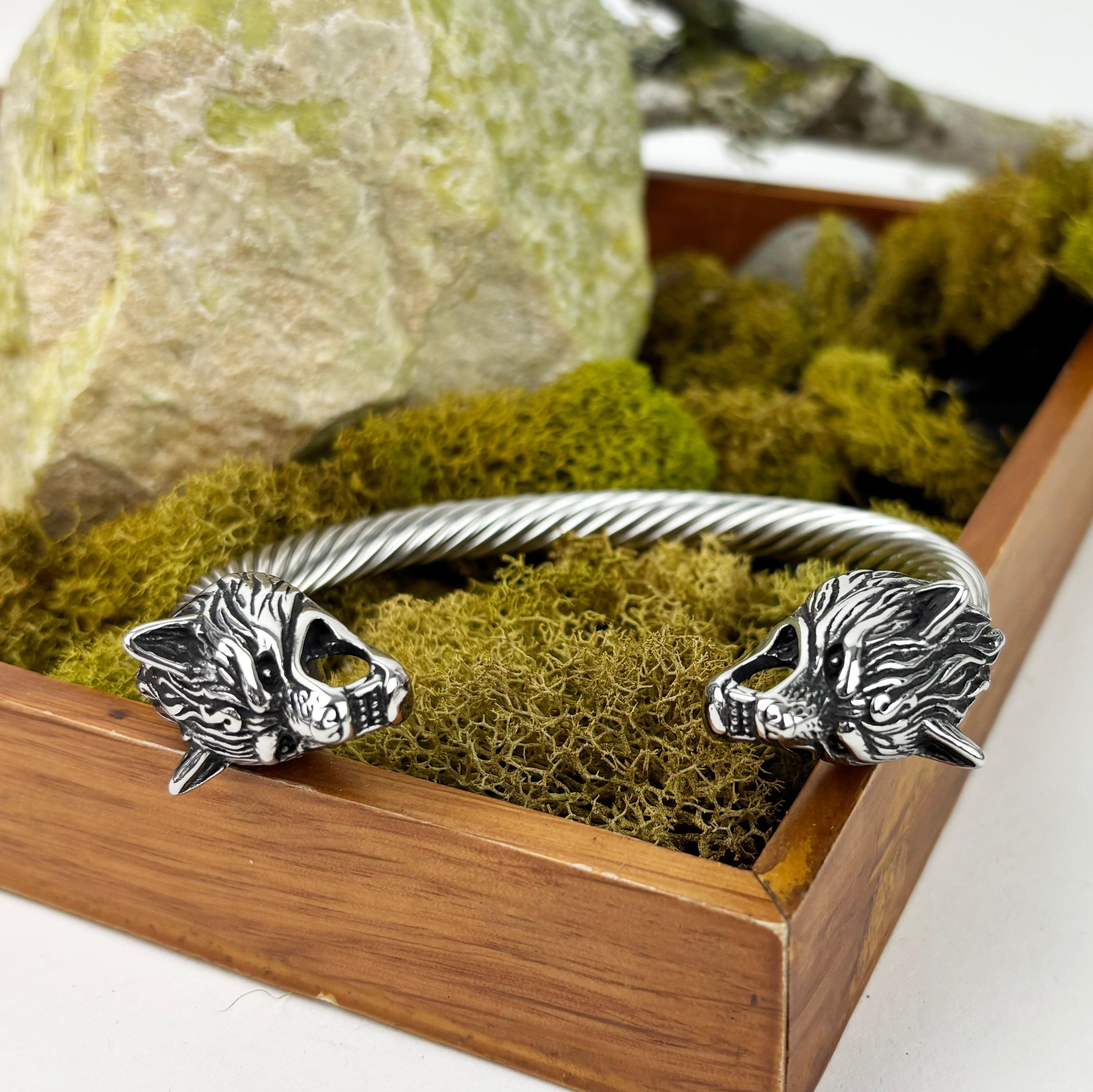 Celtic Wolf Wolfhound Torc Men's Bracelet