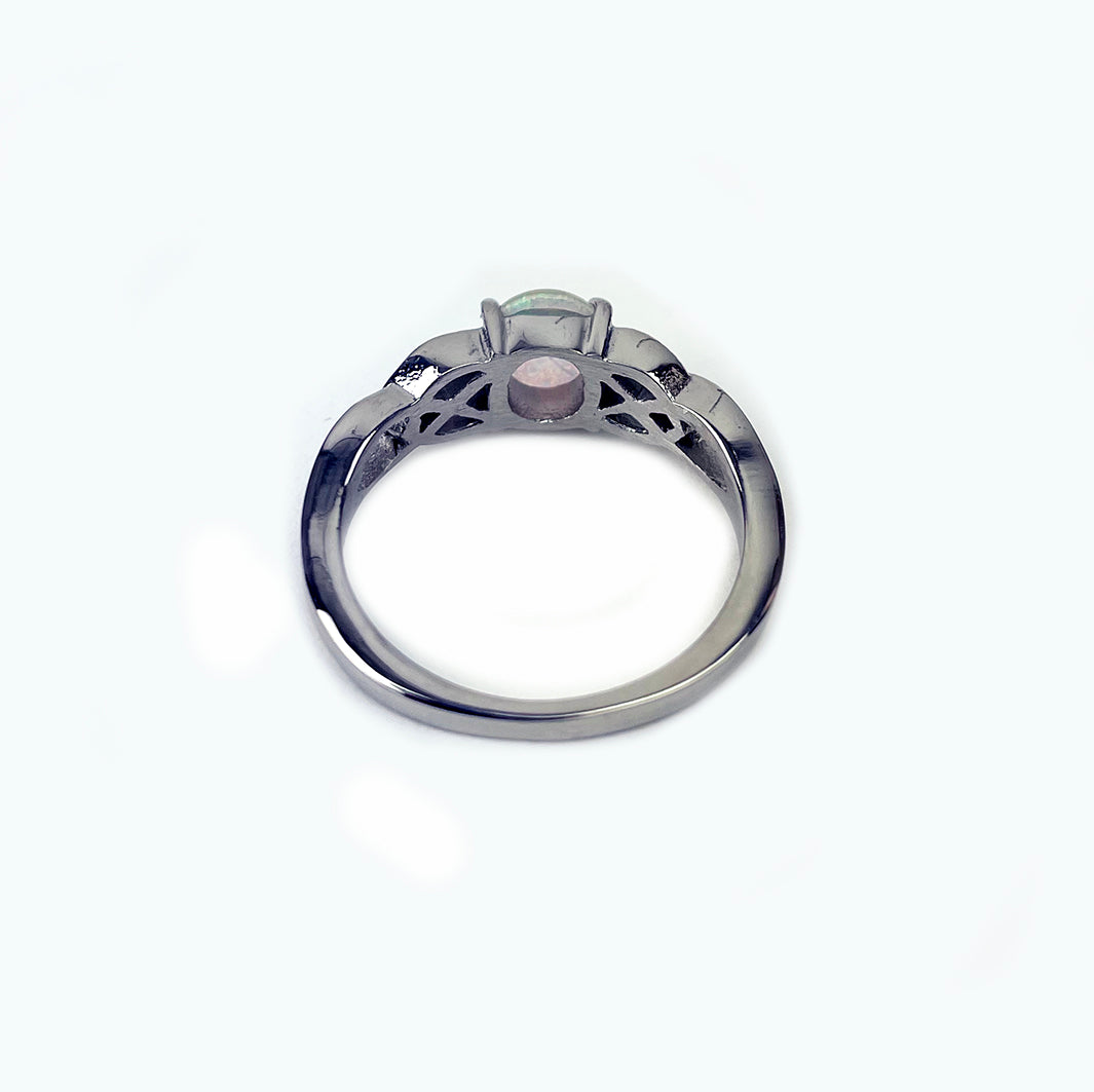 Woman's Celtic Knots with Opal Stone Ring