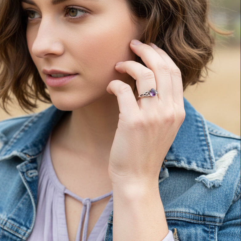 Women's Lavender Stone with Celtic Knots Ring