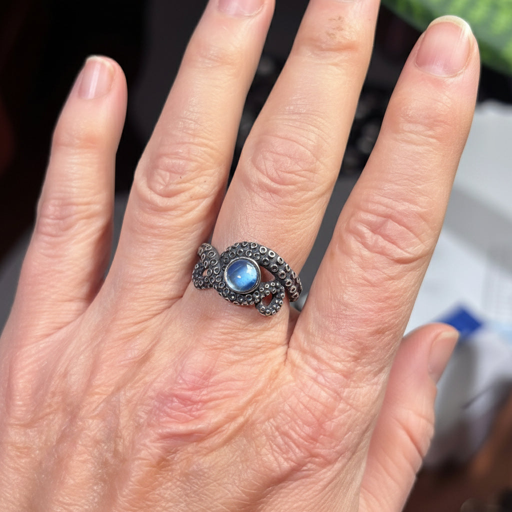Kraken with Blue Stone Ring