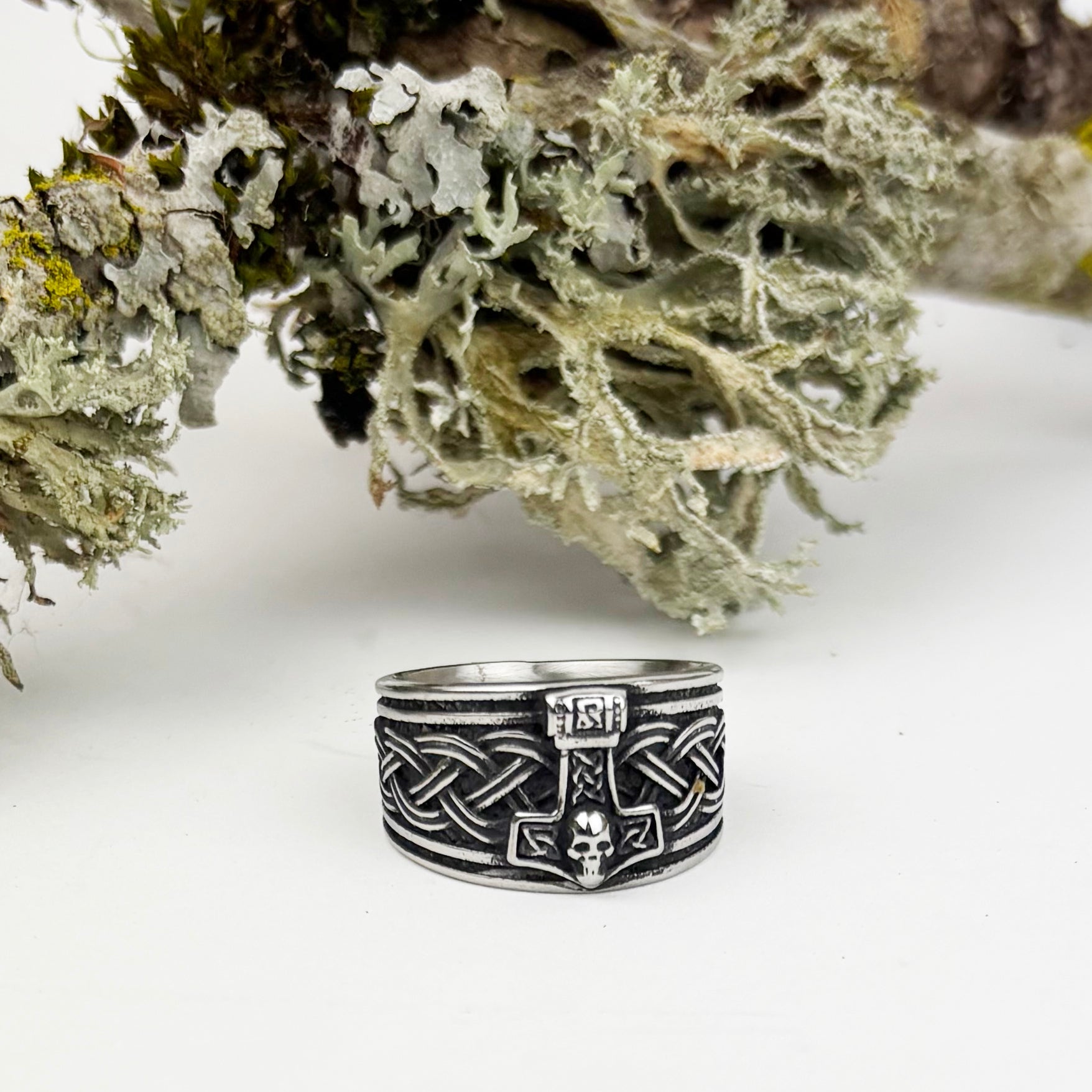Thor's Hammer with Celtic Knots Ring