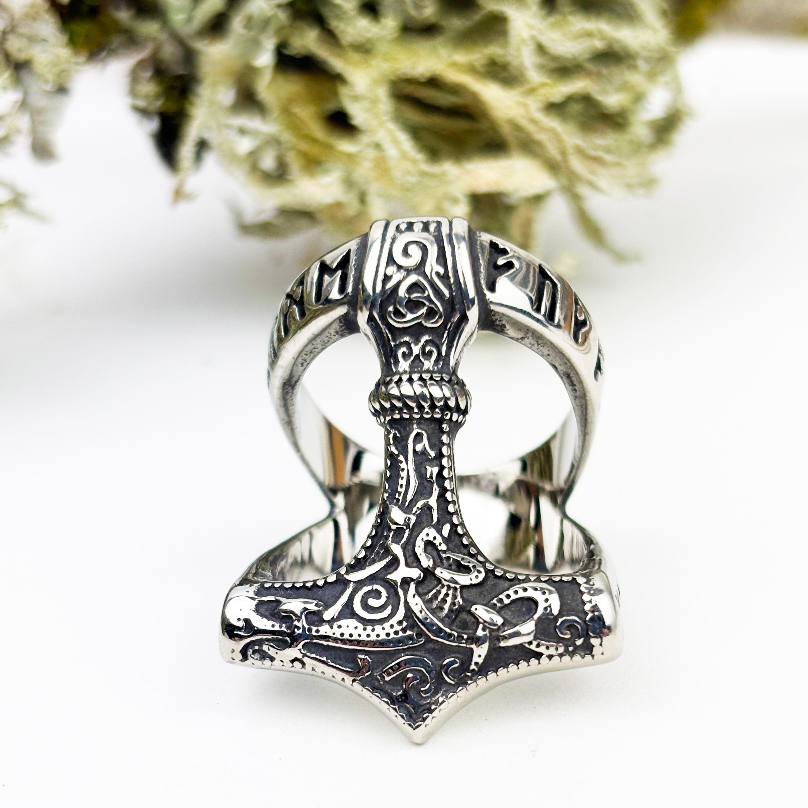 Engraved Thor's Hammer Ring