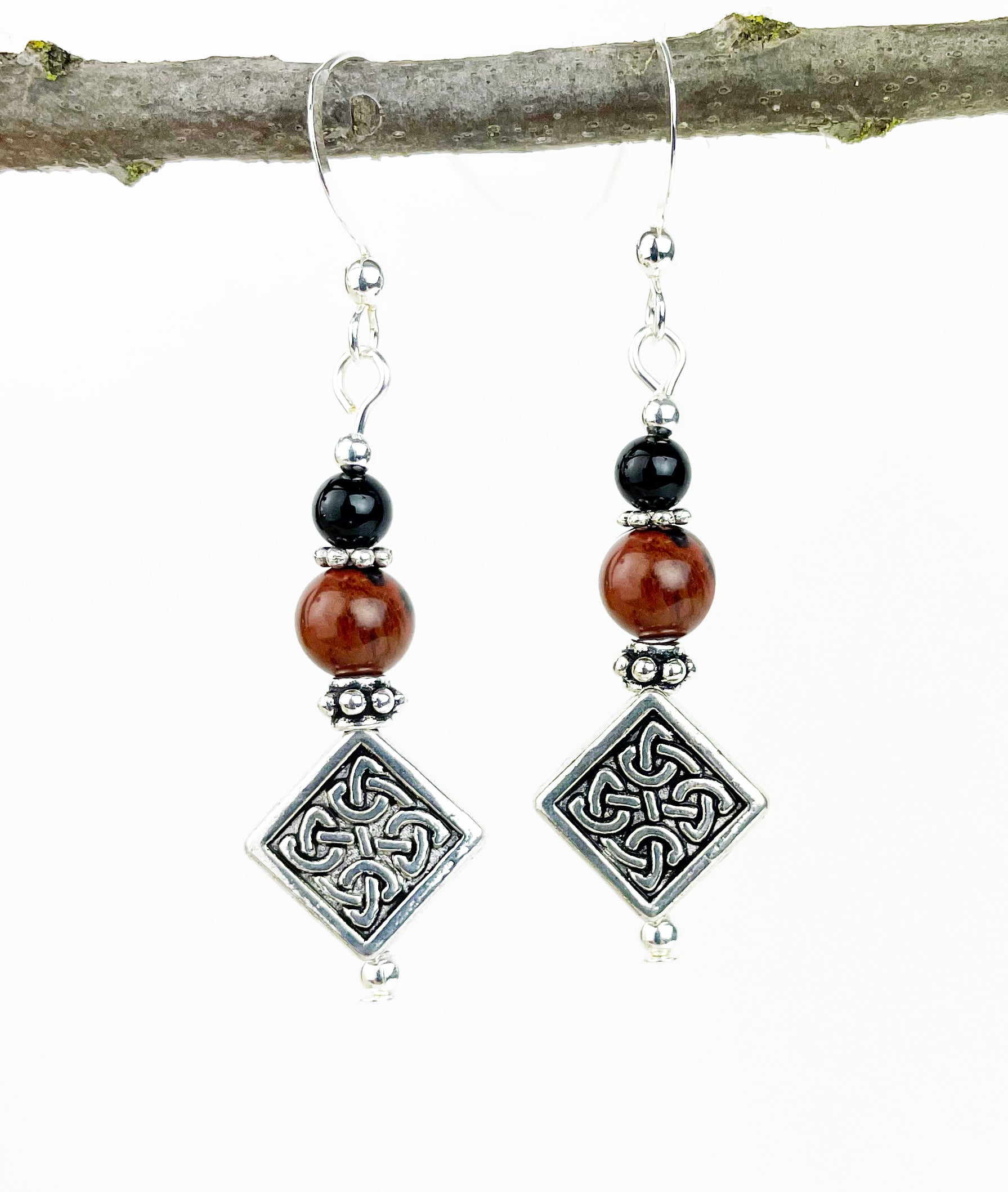 Black Onyx and Mahogany Obsidian with Diamond Celtic Knot