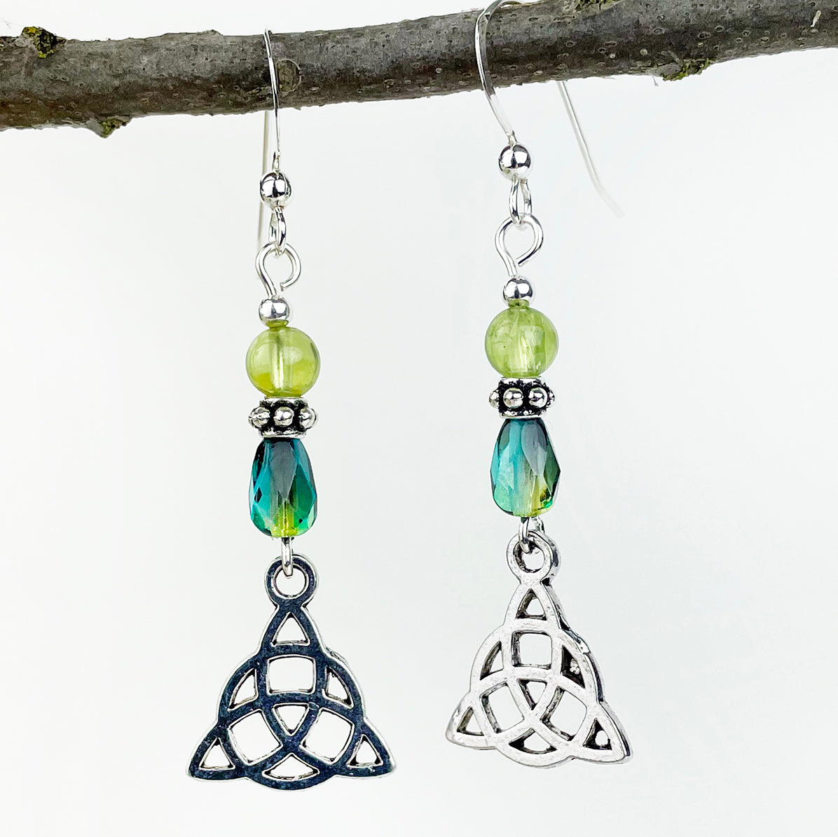 Peridot and Teal Teardrop with Peridot Gemstone