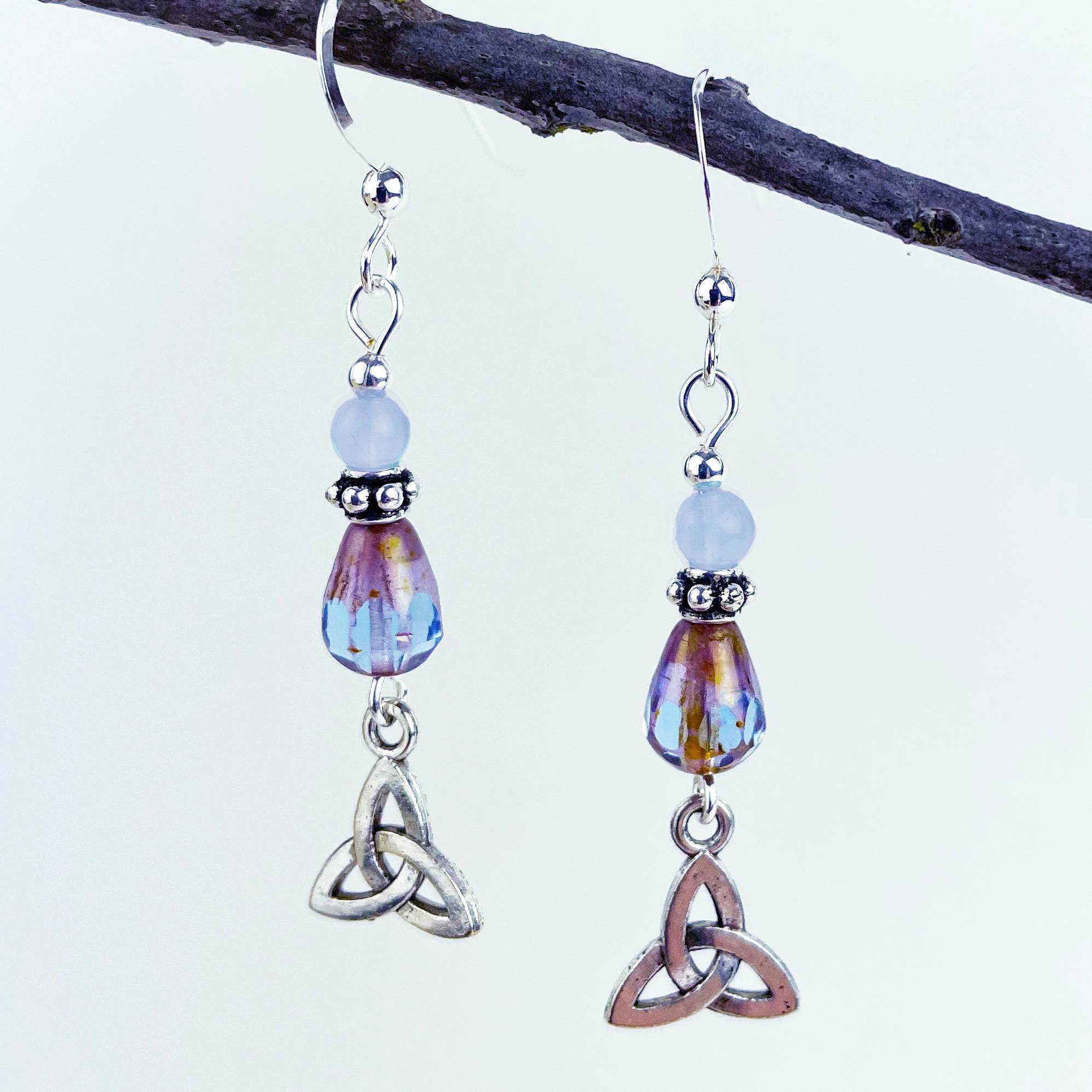 Lavender Chalcedony with Teardrop and Trinity Knot