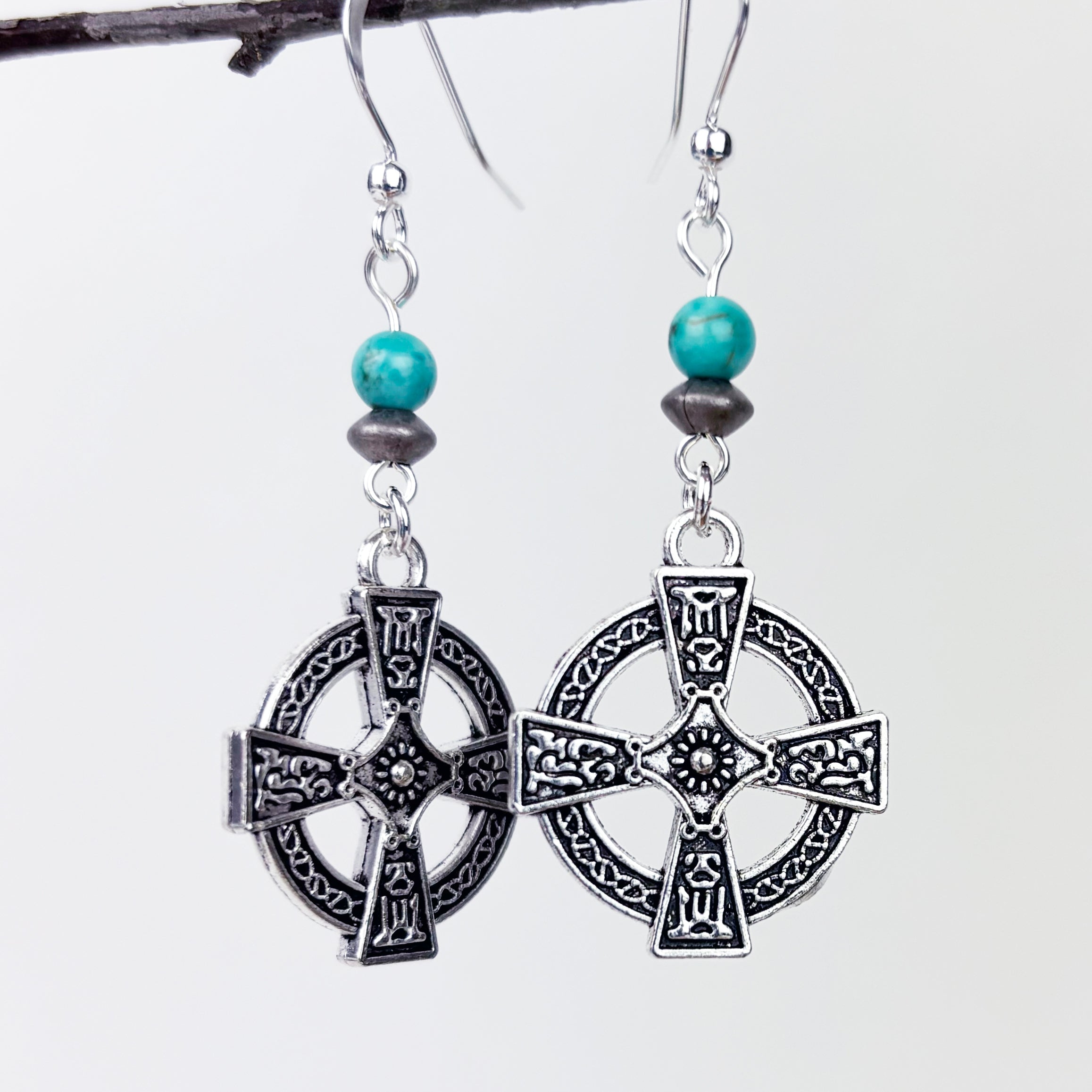 Turquoise and Square Celtic Cross