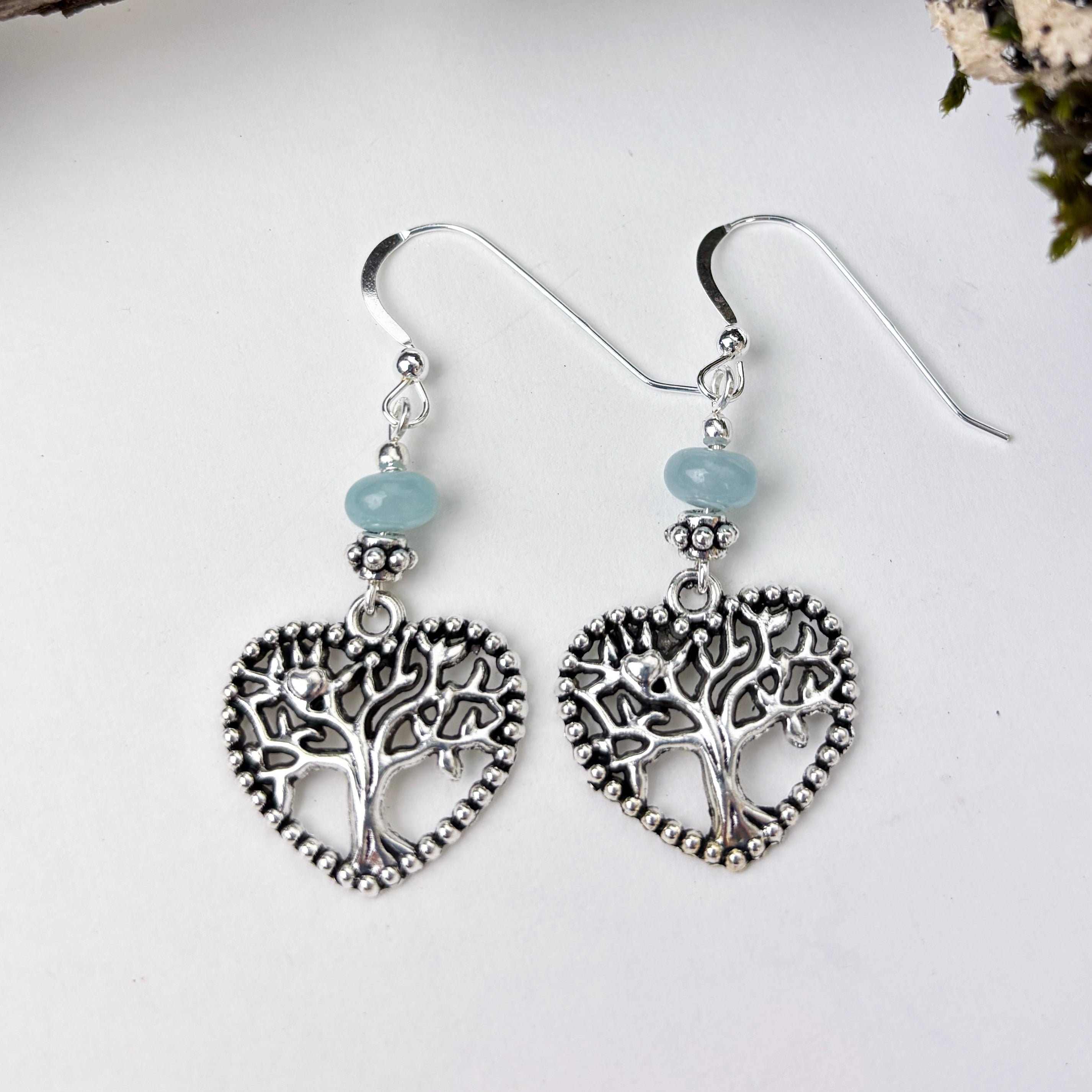 Heart shaped Tree of Life with Aquamarine