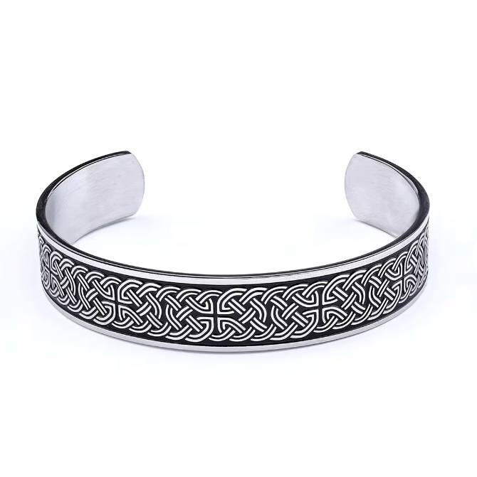 Double Celtic Knot Men's Cuff Bracelet