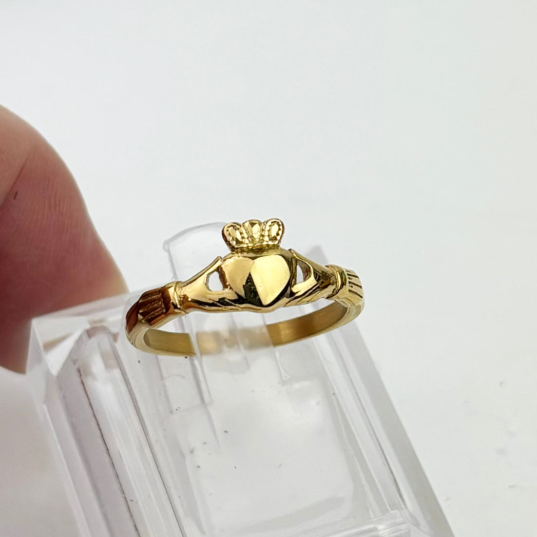 Woman's Small Claddagh in Gold Stainless Steel