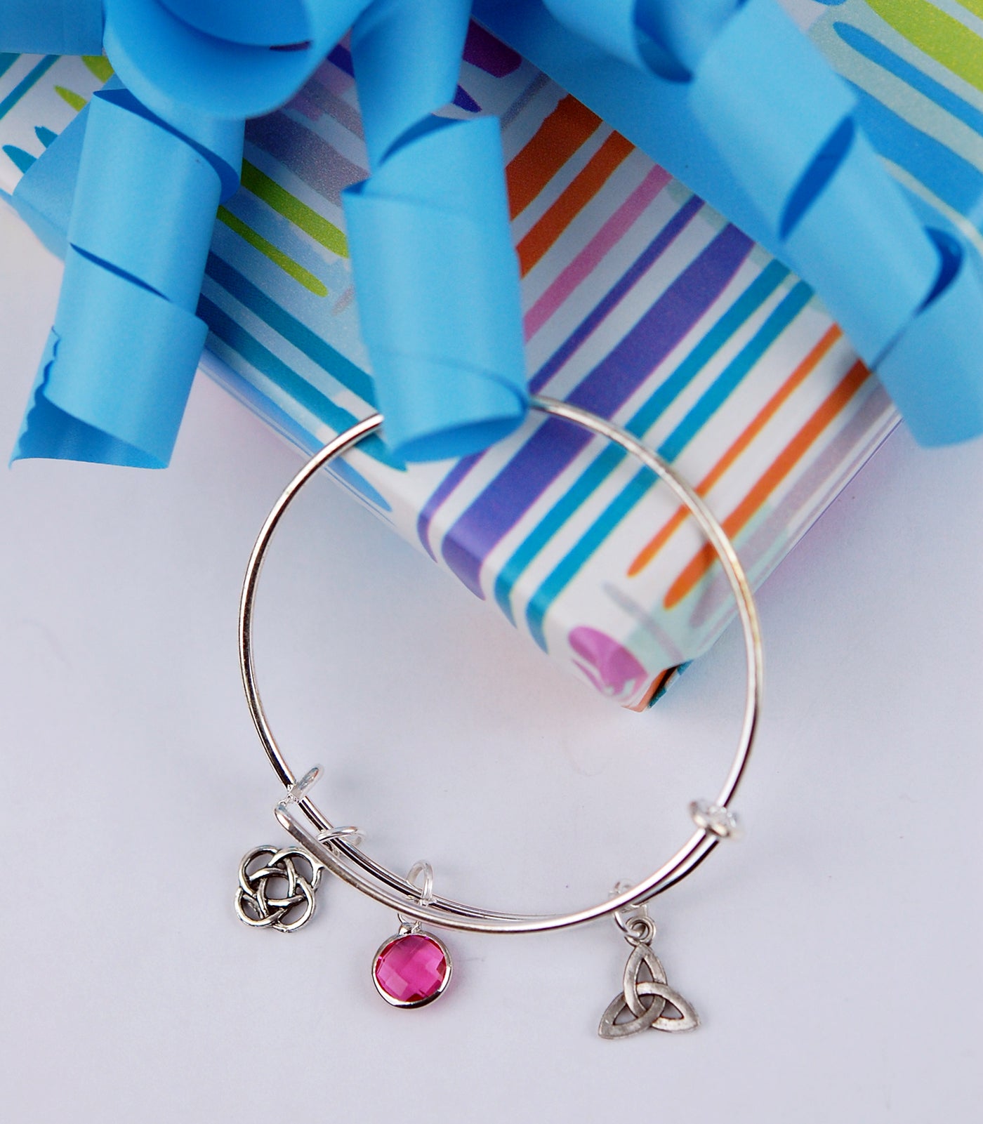 Kid's Birthstone Crystal and Celtic Knot Adjustable Bracelet