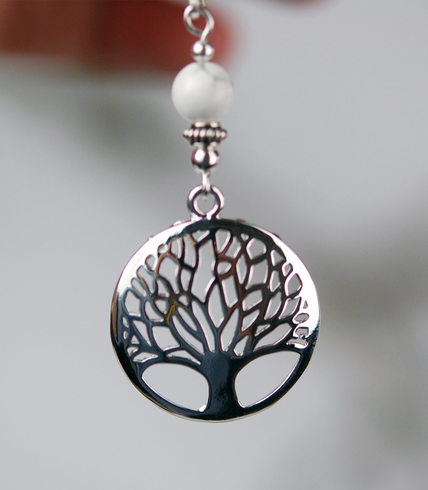 Howlite with Tree of Life Earrings
