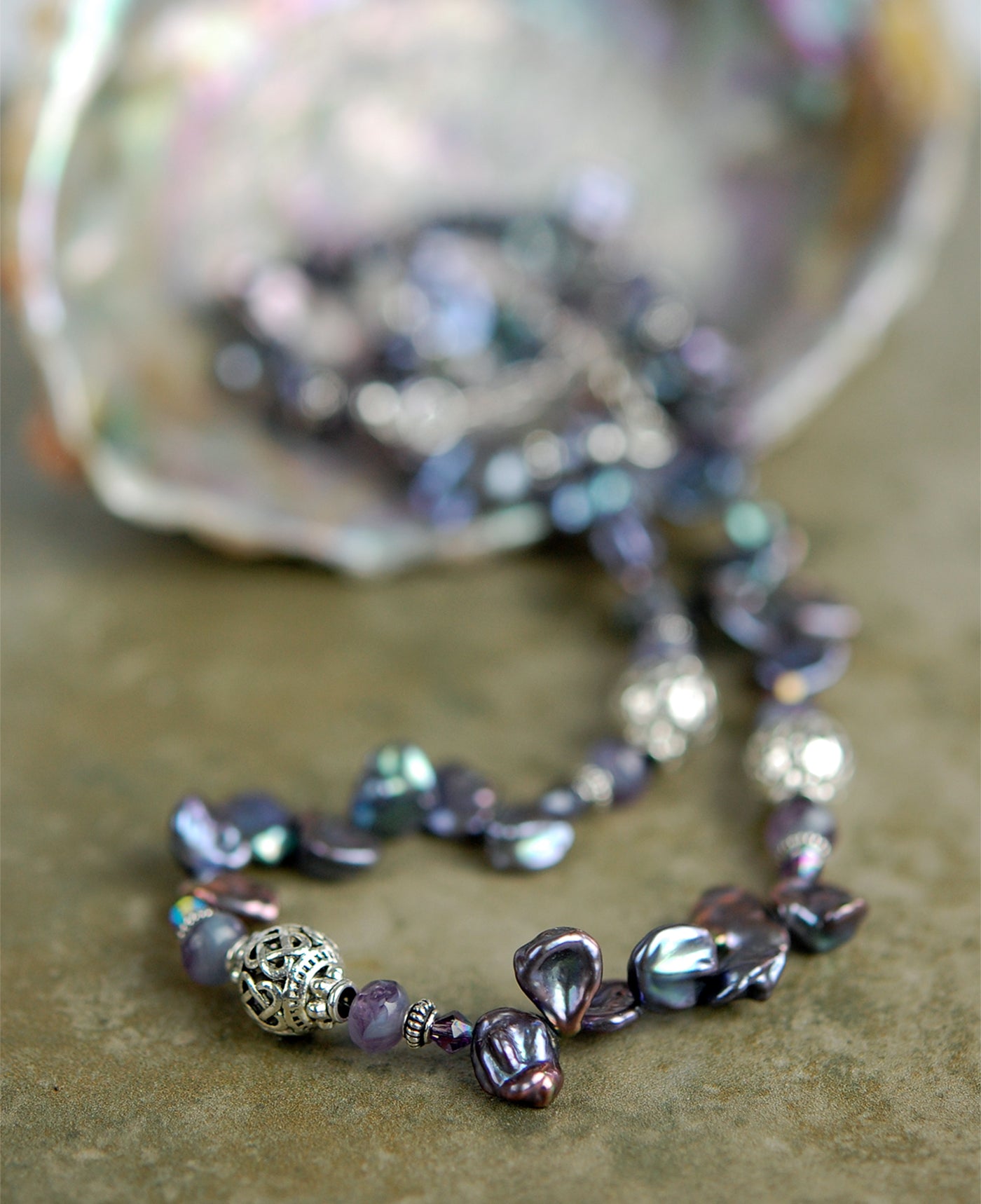 Deep Lavender Freshwater Pearl Necklace