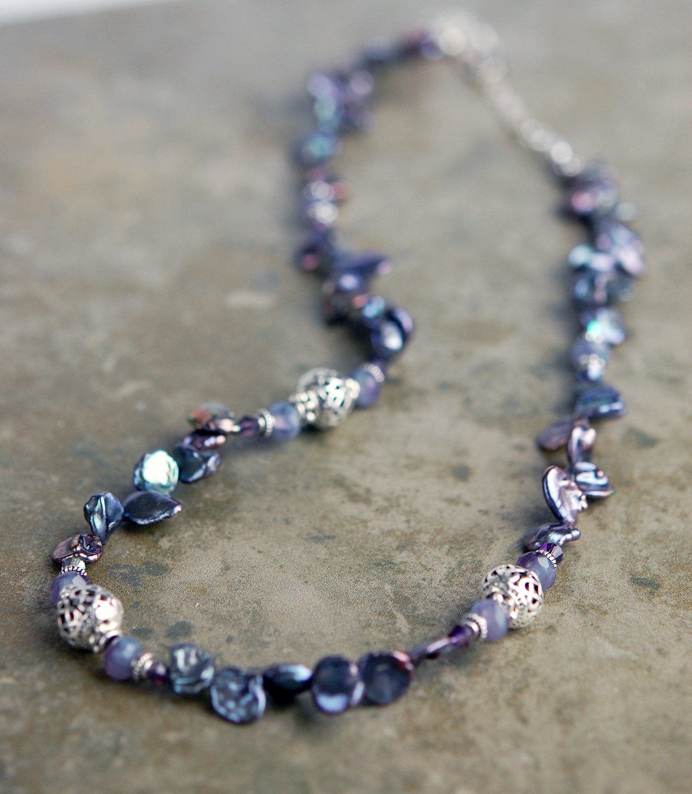 Deep Lavender Freshwater Pearl Necklace