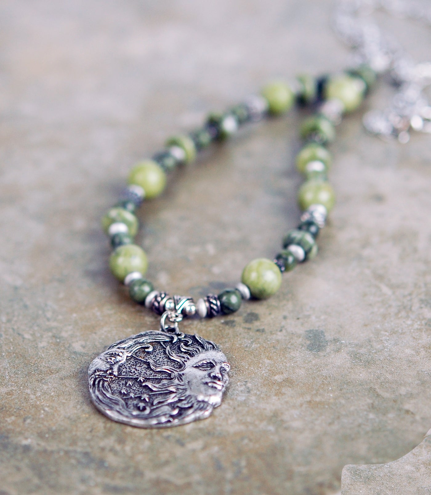 Connemara Marble with Mystic Moon and Sun Focal