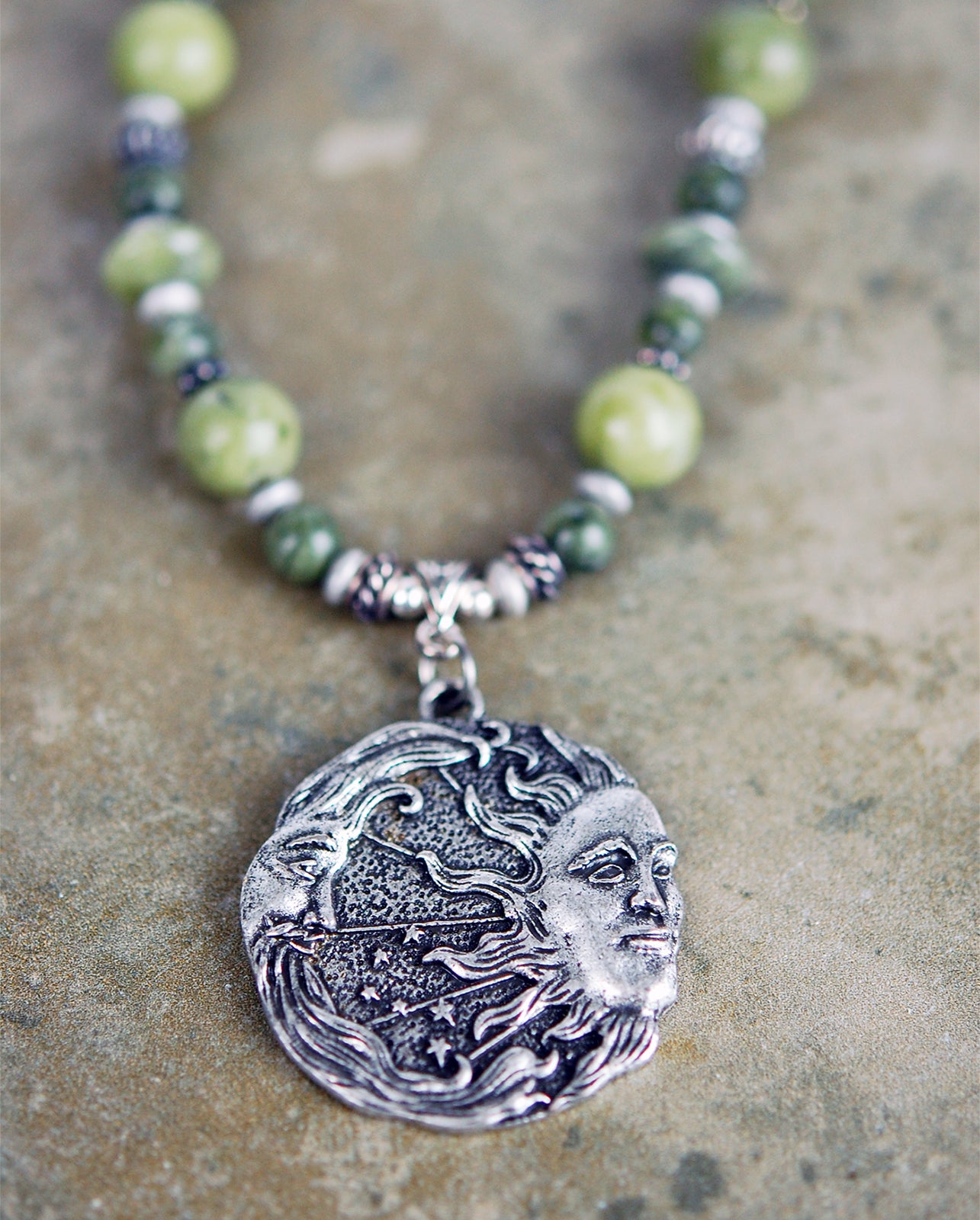 Connemara Marble with Mystic Moon and Sun Focal