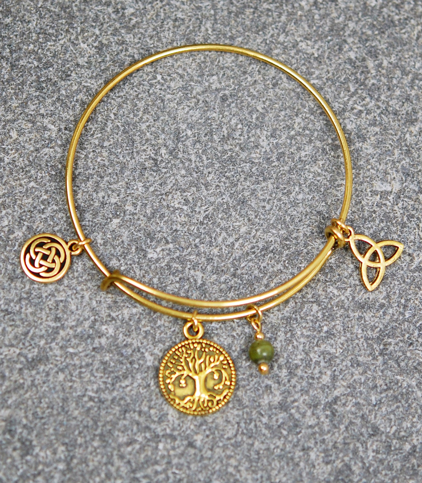 Connemara Marble Wire Bracelet with Tree of Life