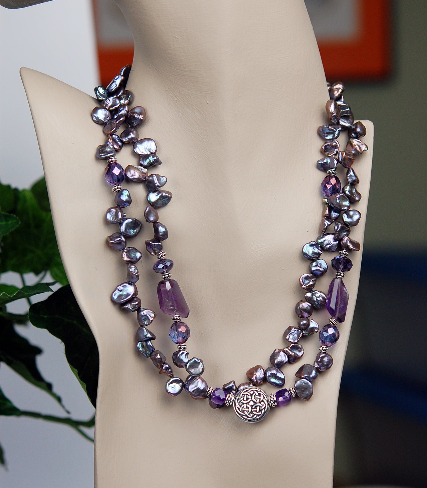 Double-strand Lavender Freshwater Pearls and Amethyst Gemstones - RETIRED
