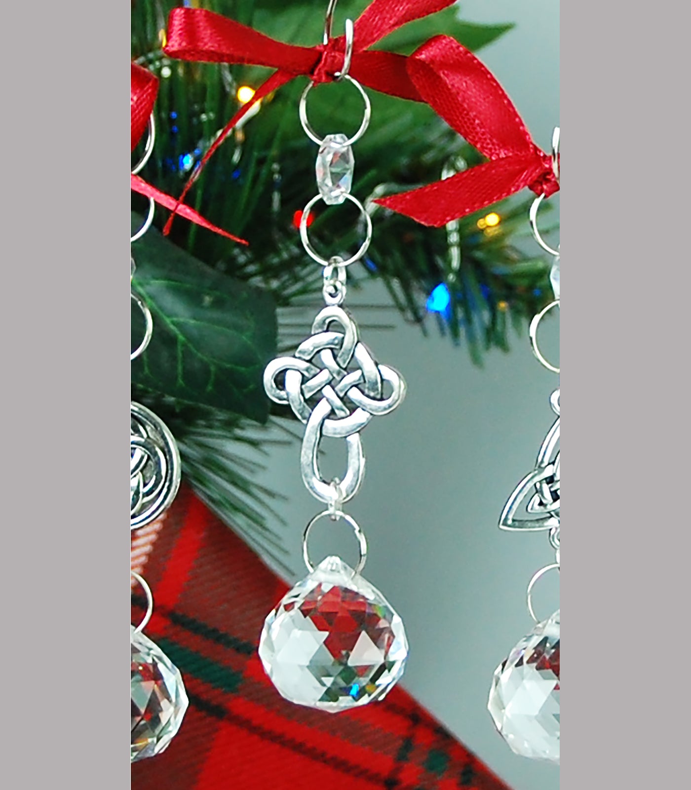 Crystal Globe with Celtic Cross Knot Christmas Ornament