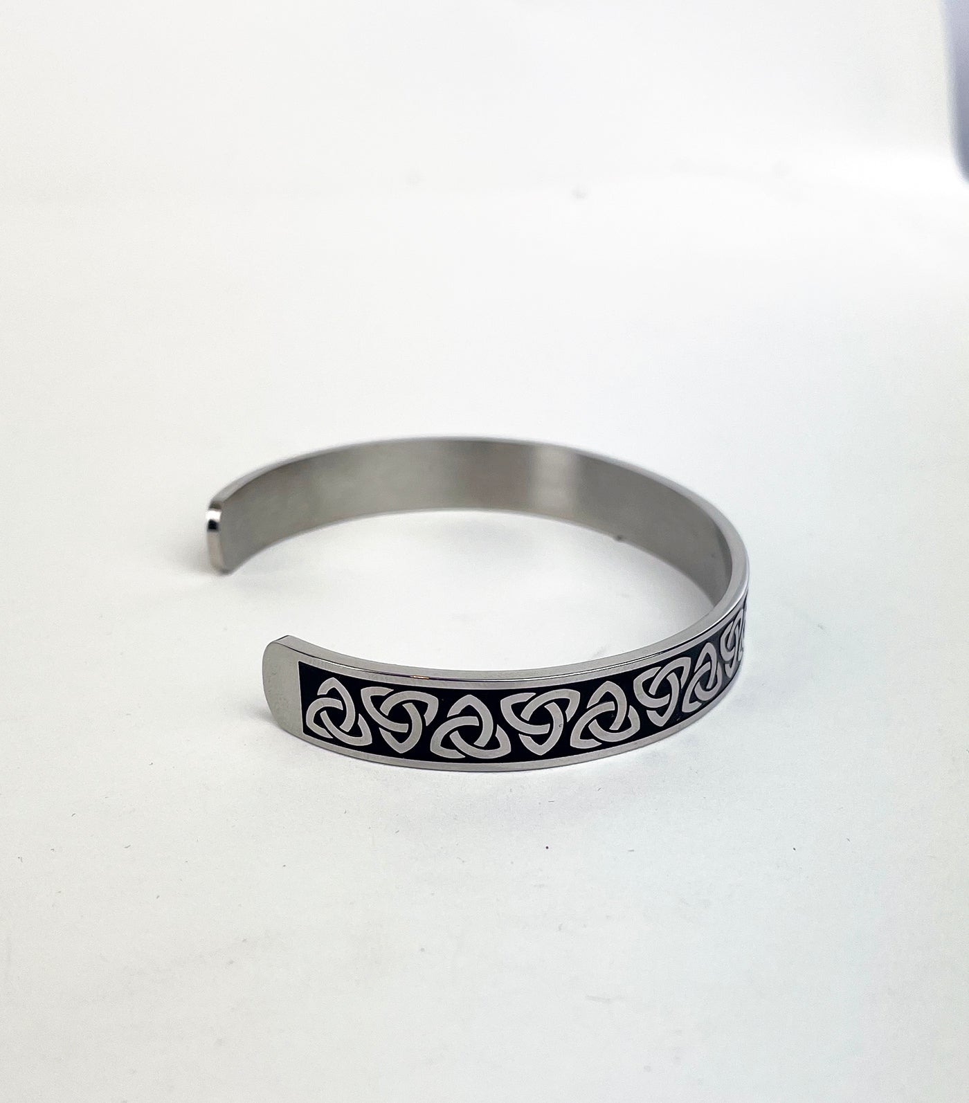 Men's Stainless Steel Cuff Bracelet with Triquetra Knots