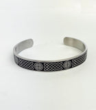 DM-BRAC-023-4  Men's Stainless Steel Cuff Bracelet with Rectangle Celtic Knots