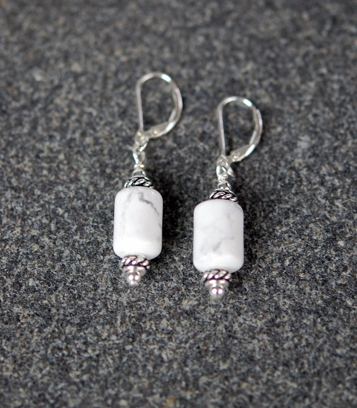 Howlite Barrel Bead Earrings