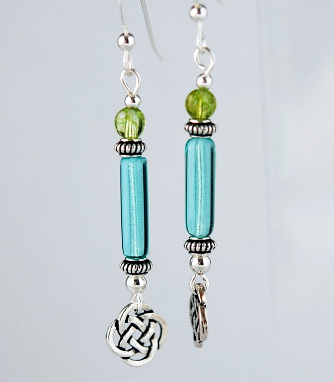 Sea Columns Celtic Earrings with Peridot