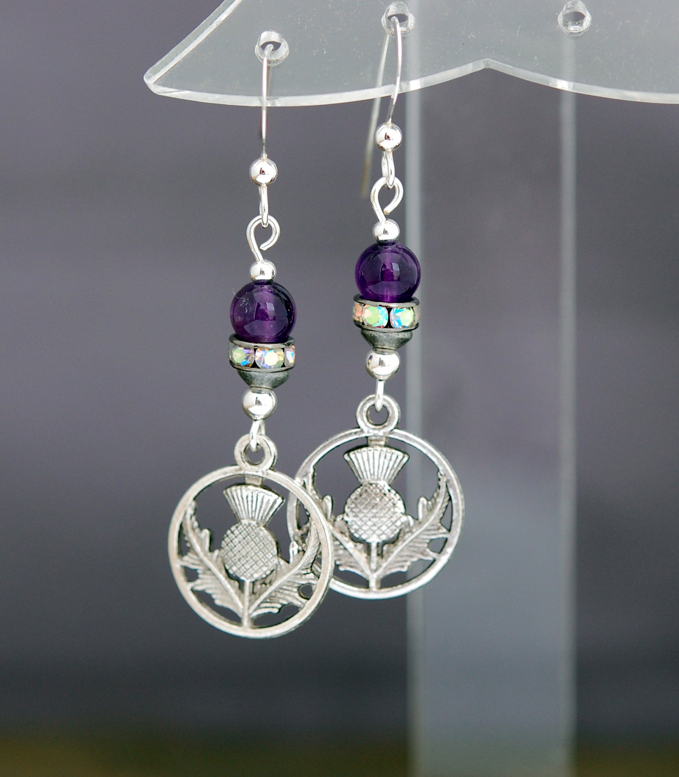 Scotland's Pride Thistle with Rhinestones and Amethyst