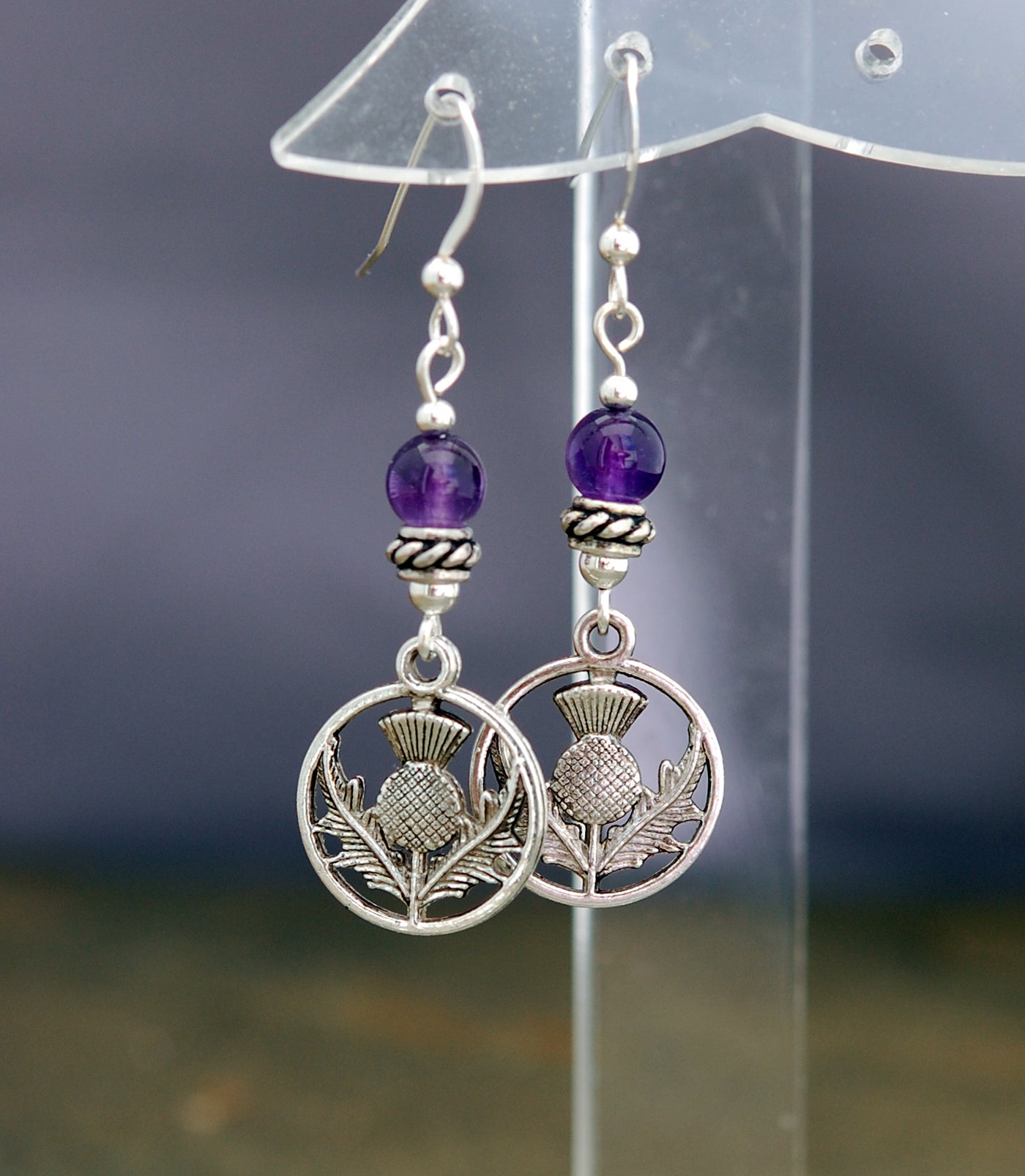 Amethyst with Scottish Thistle