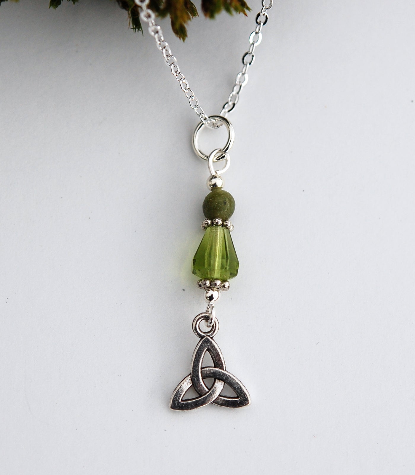 Teardrop Crystal and Connemara Marble with Trinity Knot