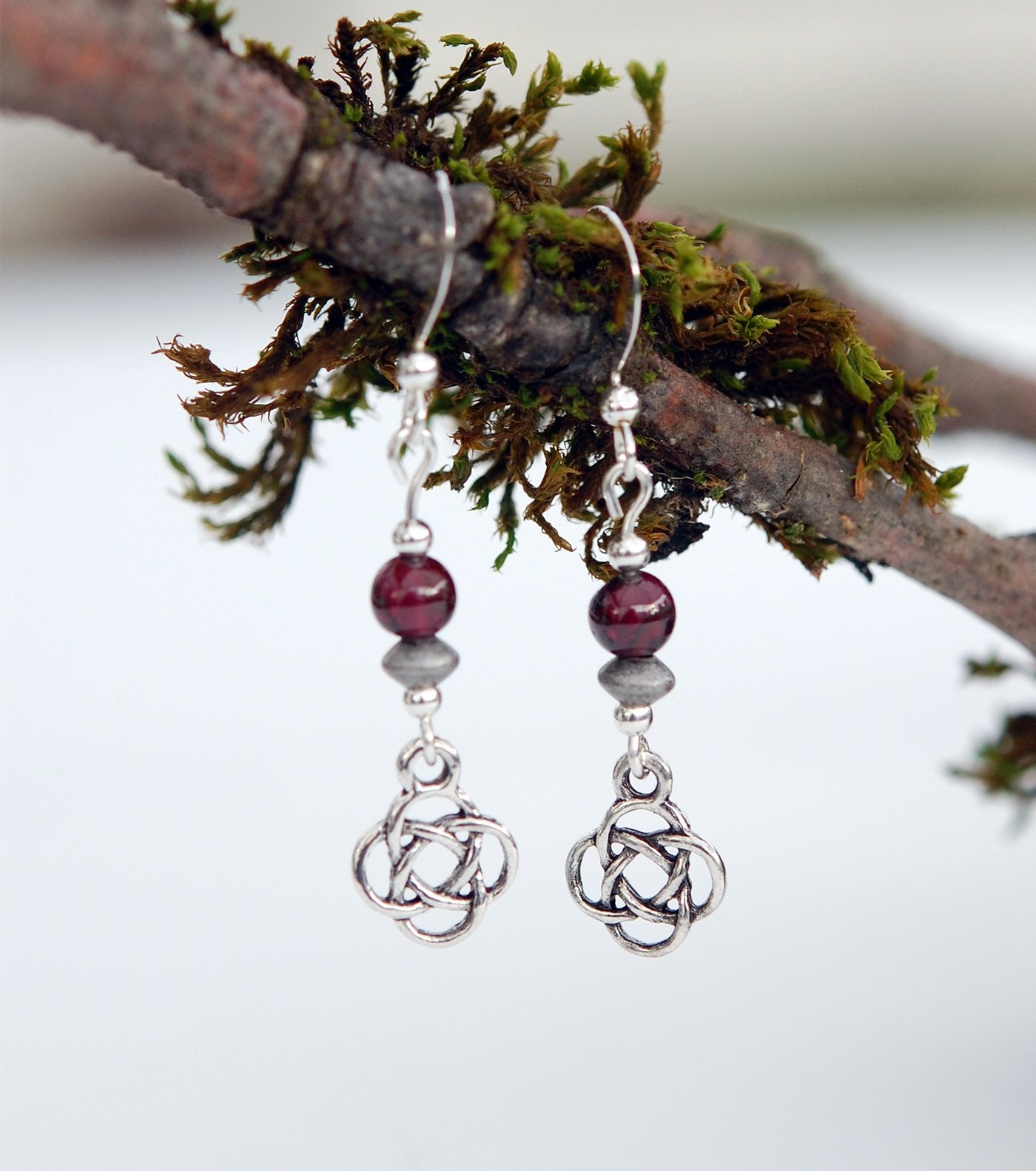 Garnet with Celtic Knot Earrings
