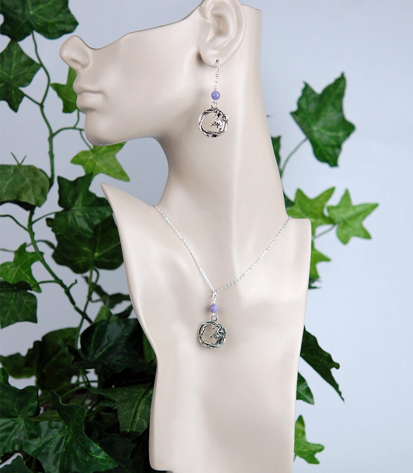 Lavender Angelite with Dragon in Circle