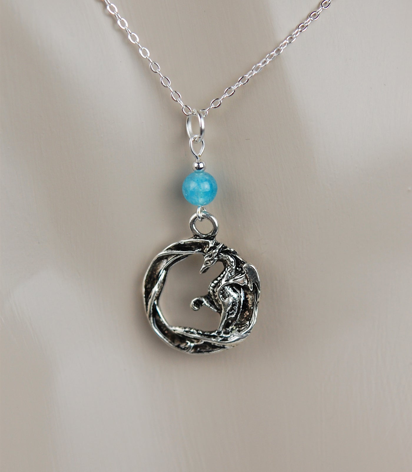 Circle Dragon with Aquamarine