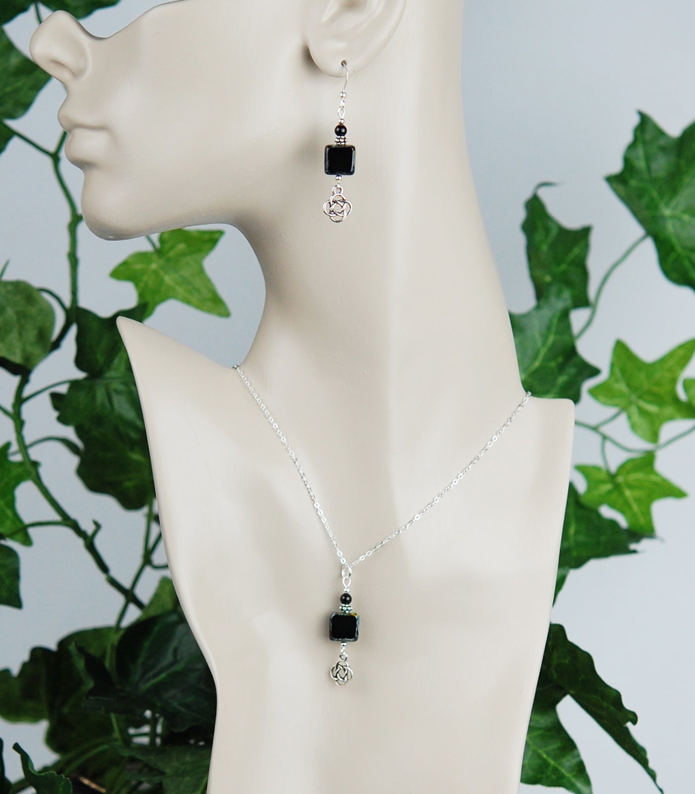 Black Onyx with Picasso tile bead