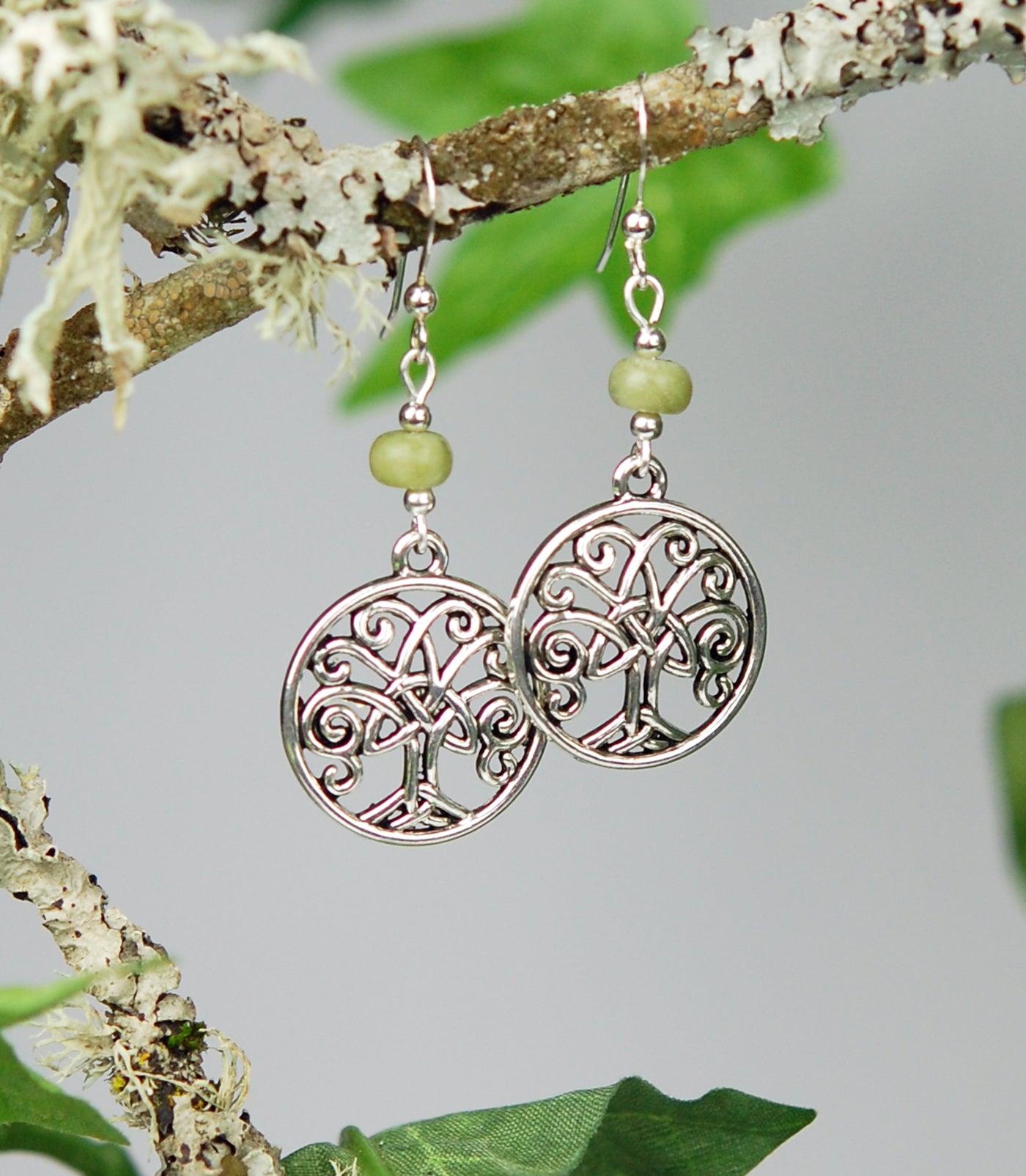 Connemara marble Rondelle with Trinity Tree of Life