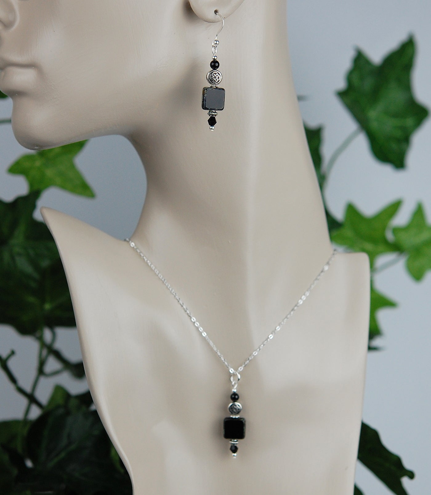 Black Onyx with Picasso Tile Bead