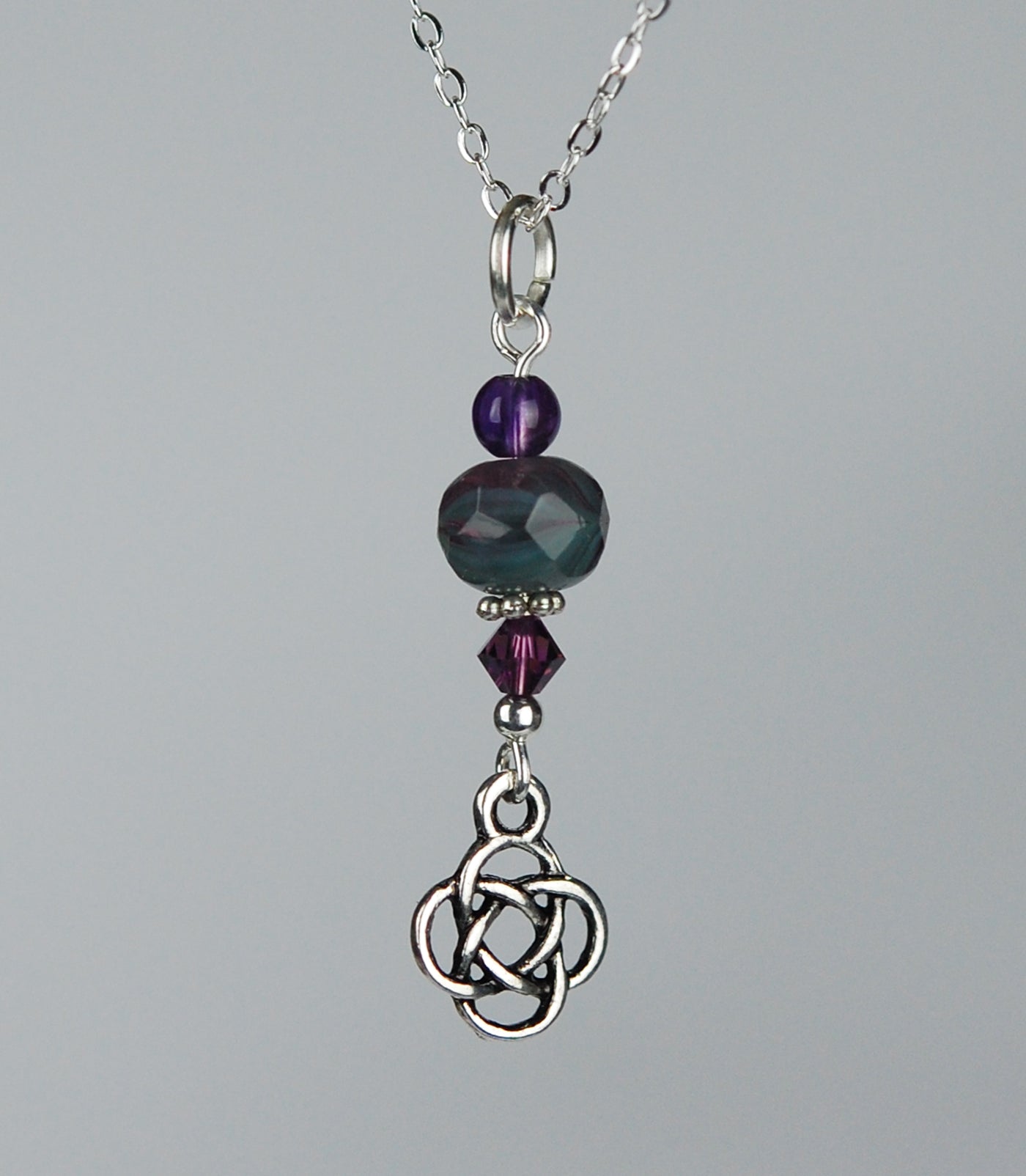 Teal and Soft Purple Rondelles with Amethyst