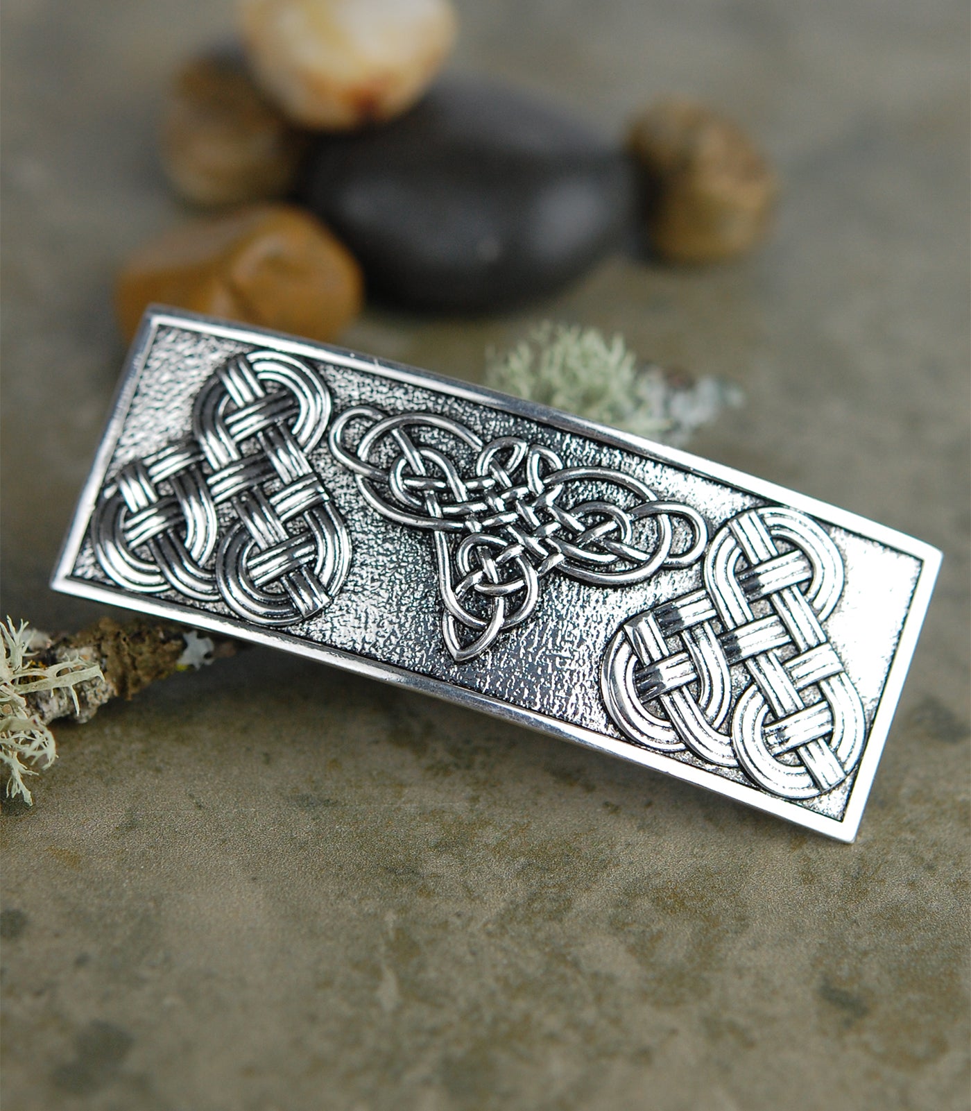 Celtic Knot Rectangle Hair Barrette