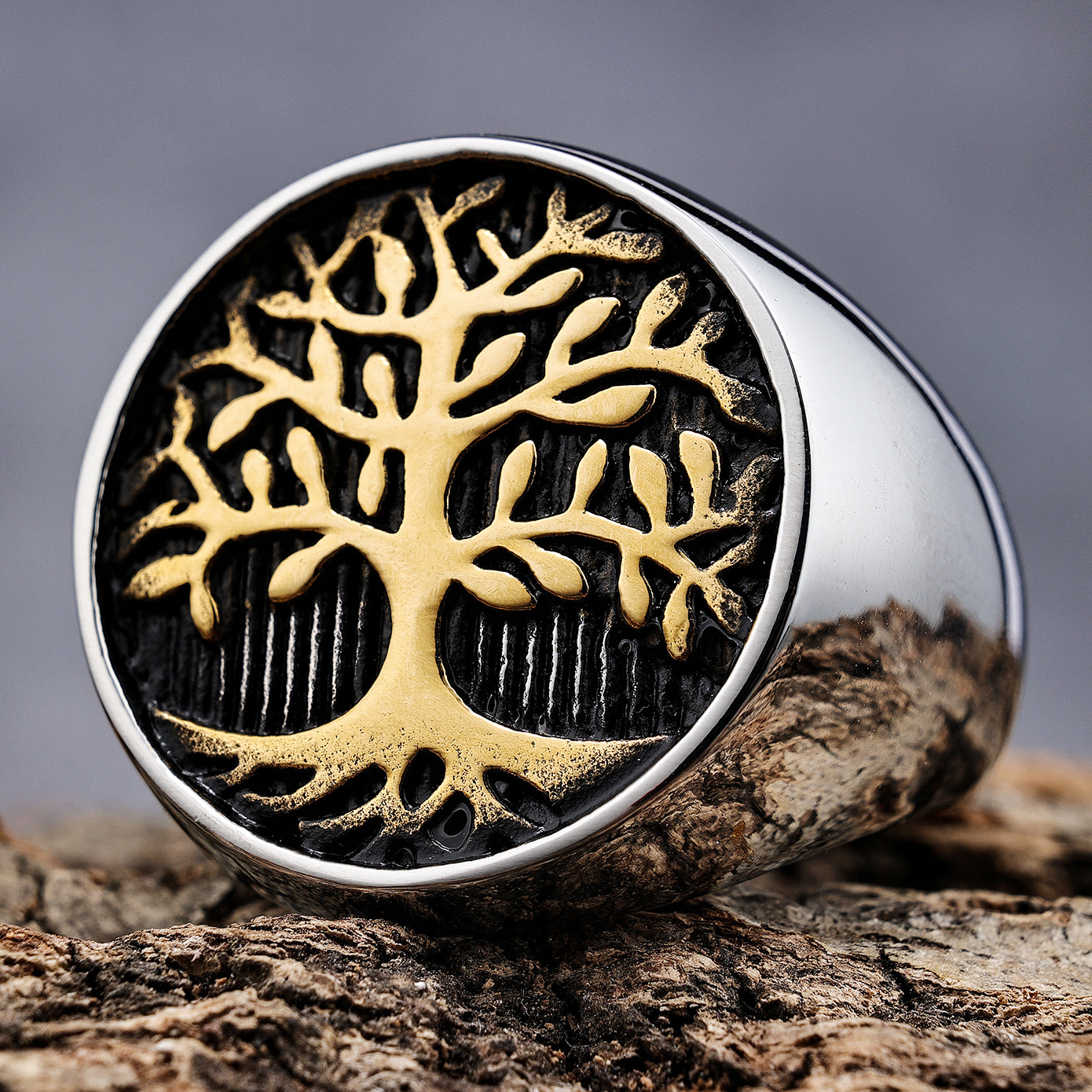 Gold Stainless Steel Tree of Life Ring