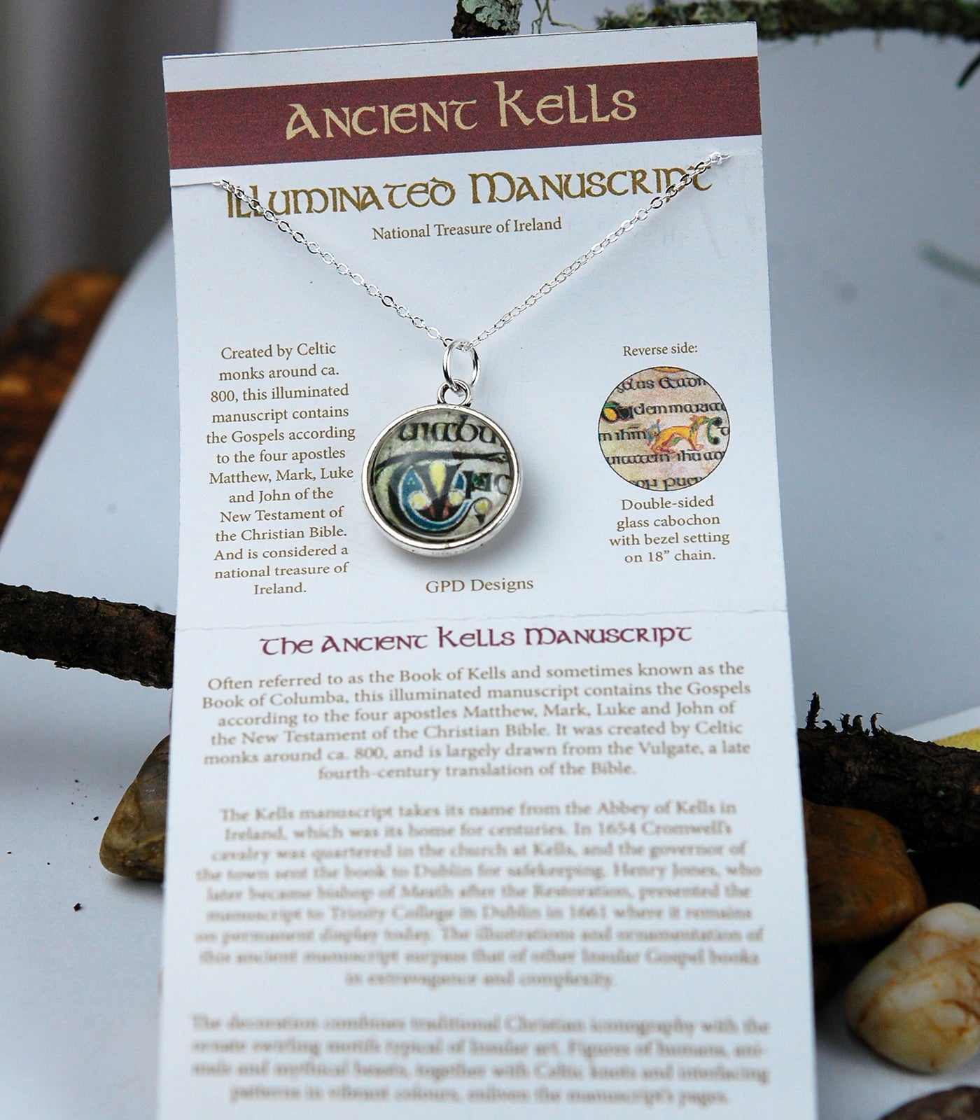 Ancient Kells Manuscript Double-sided Pendant