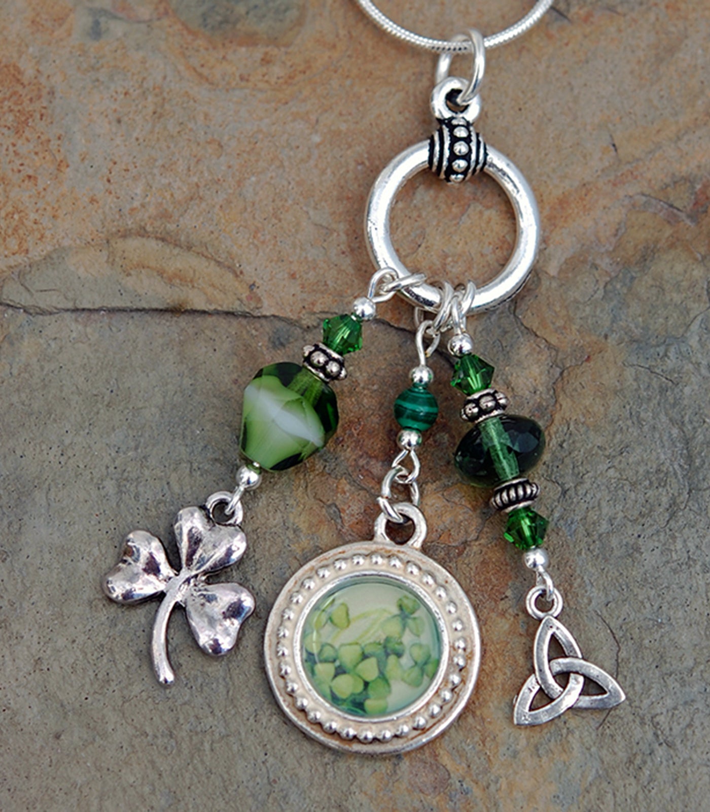 Legend of the Irish Shamrock Pendant with Malachite