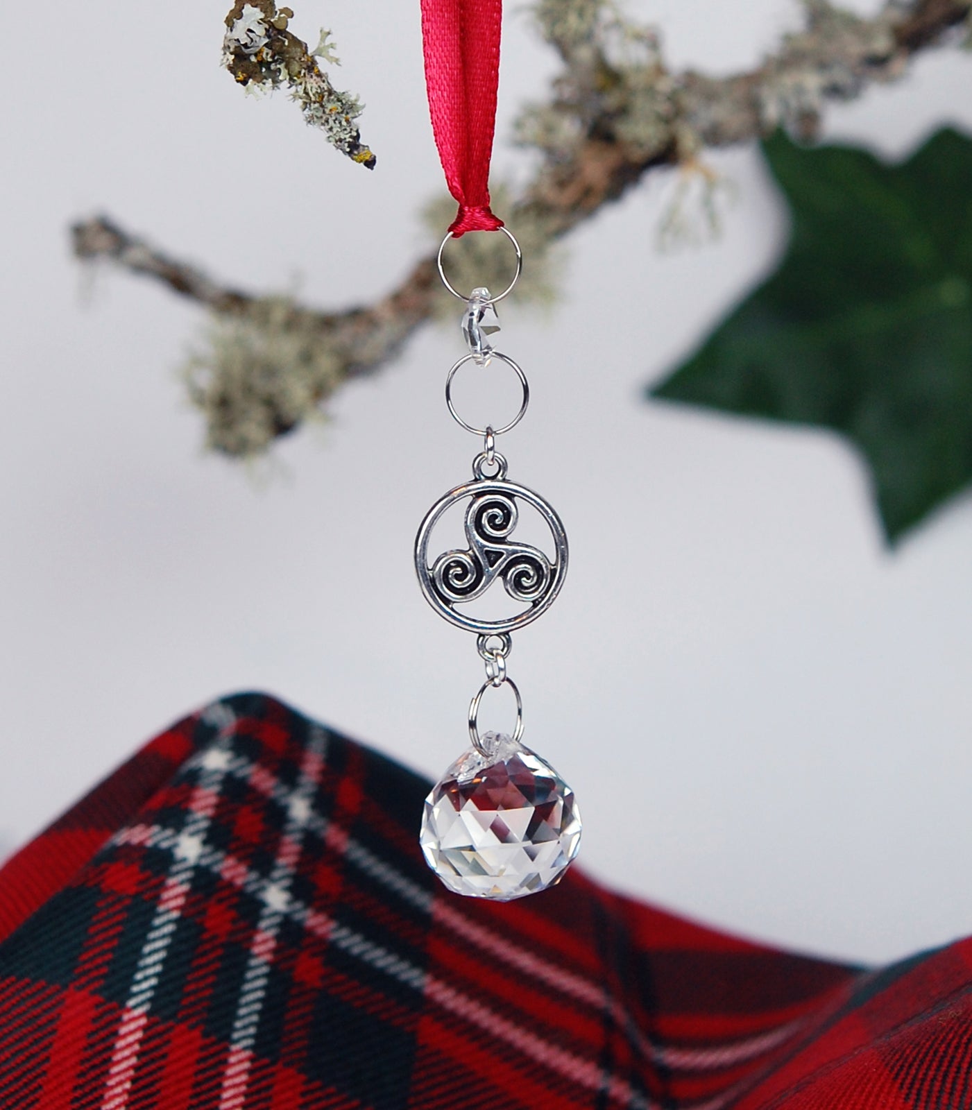 Crystal and Celtic Triskele Christmas Ornament