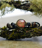 TRIBE-Cab-02 Red Round Celtic Knot Leather Bracelet