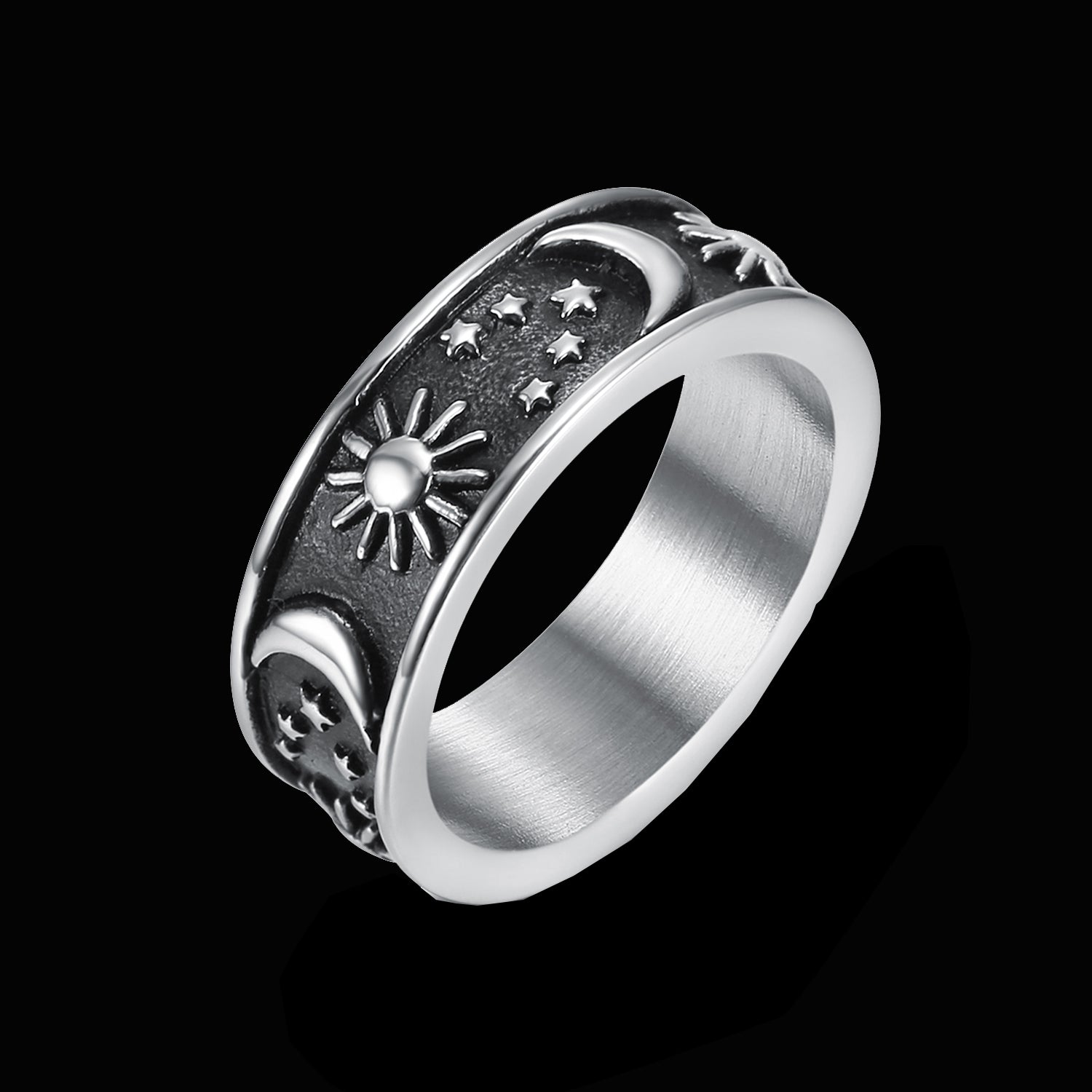 Celestial Sun, Moon and Stars Ring