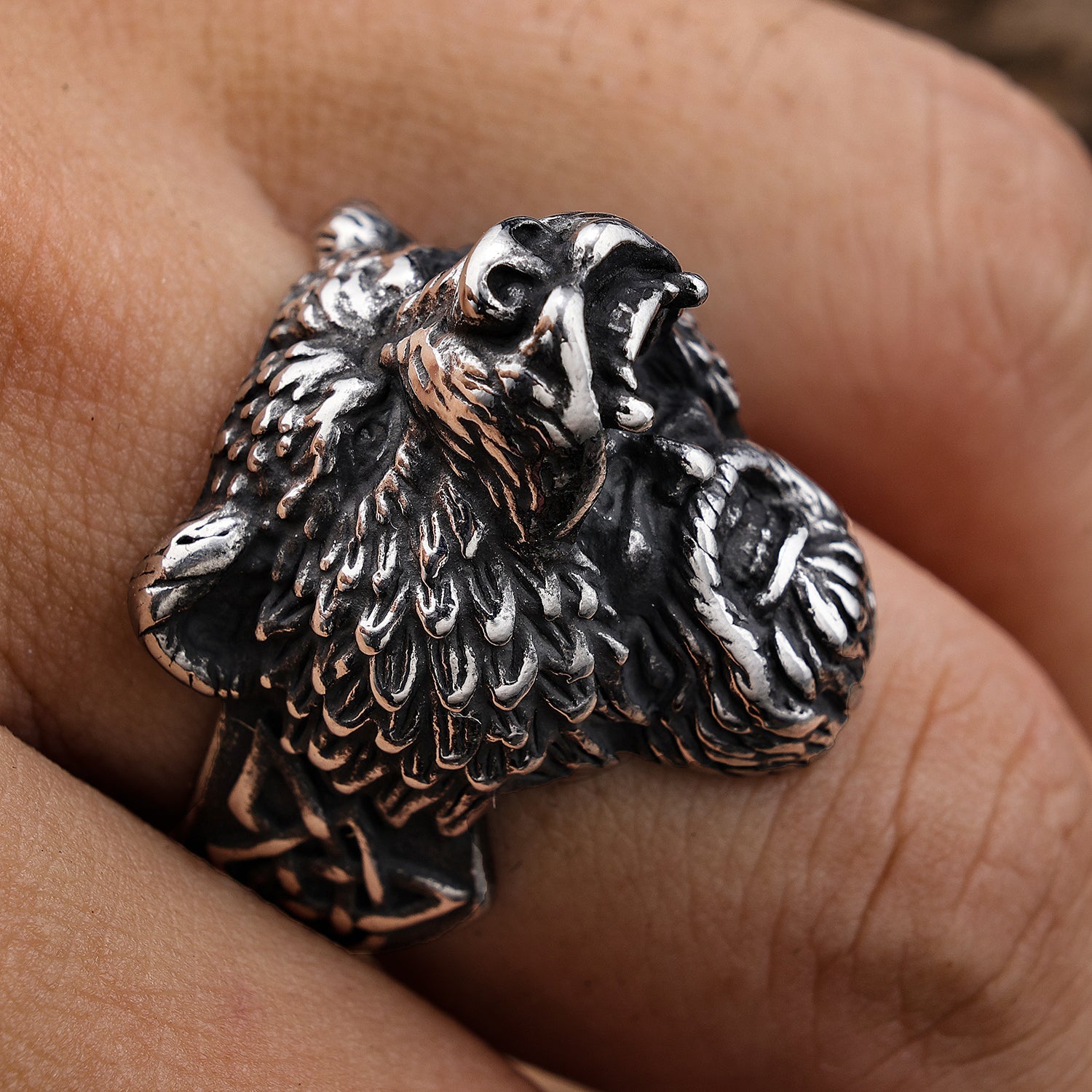 Odin's Bear Spirit Totem with Celtic Knots Ring