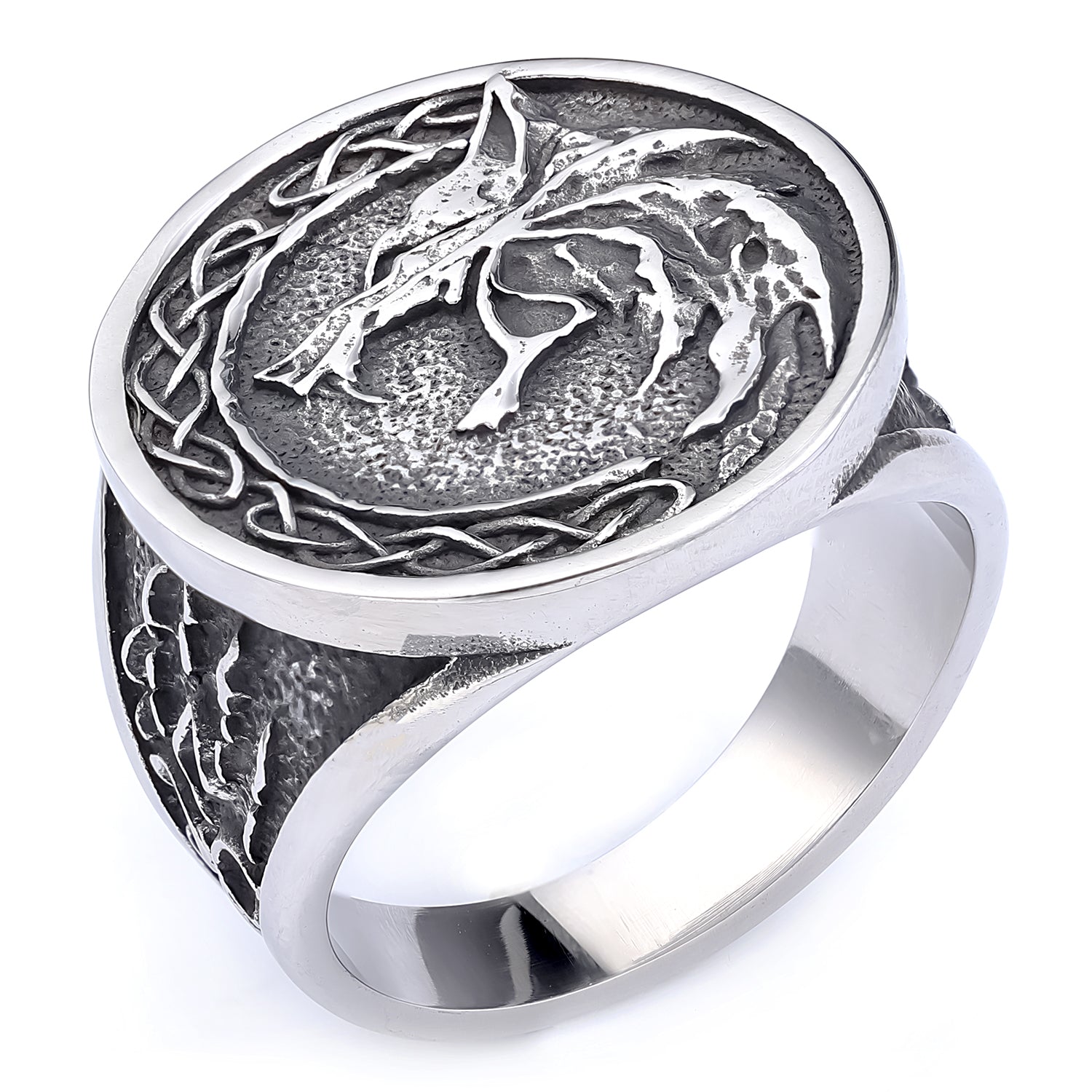 Celtic Wolf with Celtic Knots Ring