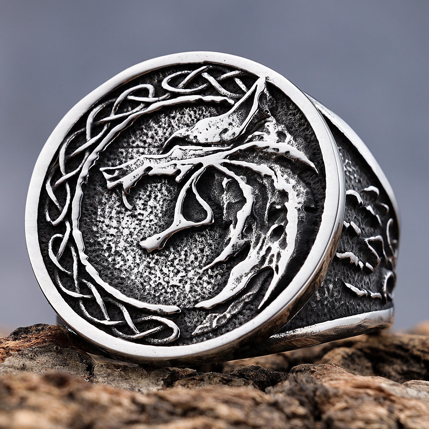 Celtic Wolf with Celtic Knots Ring